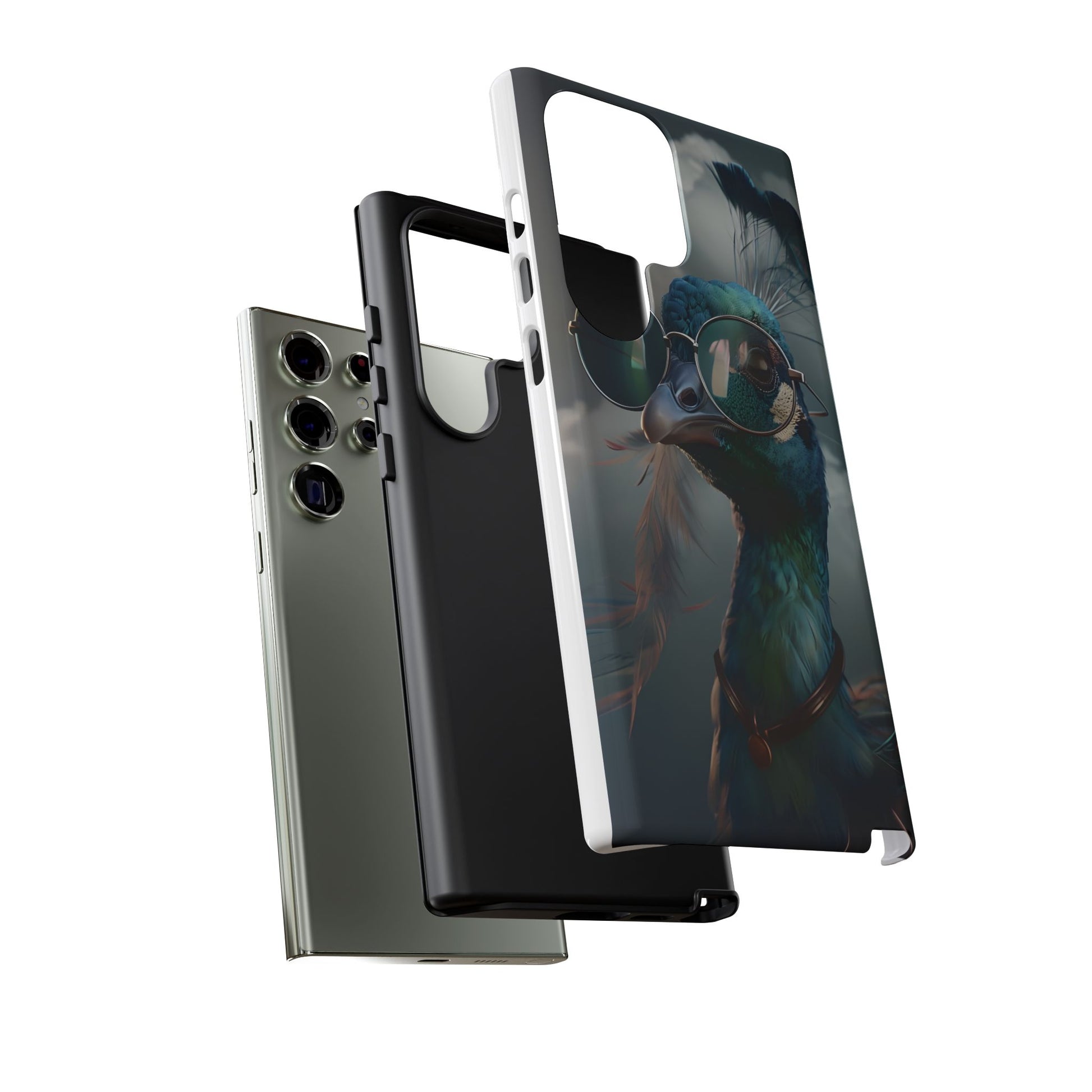 Phone Case, Peacock Design, Neon Lighting, Unique Gift, Hard Shell Cover, Protective Sleeve
