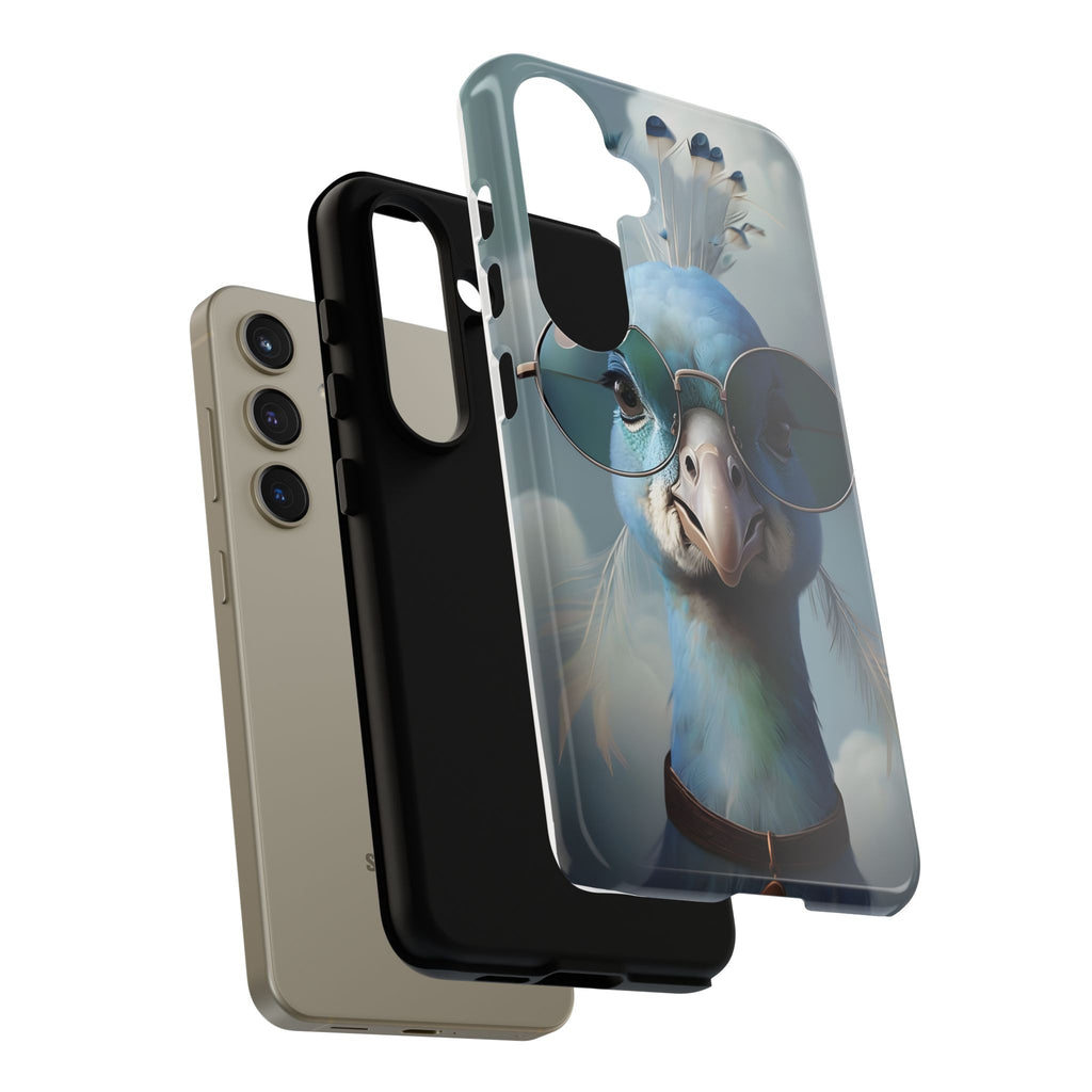 Phone Case, Glamorous Peacock Wearing Sunglasses - Protective Cover, Unique Gift, Trendy Accessories, Animal Lover, Fashionable Mobile Shell