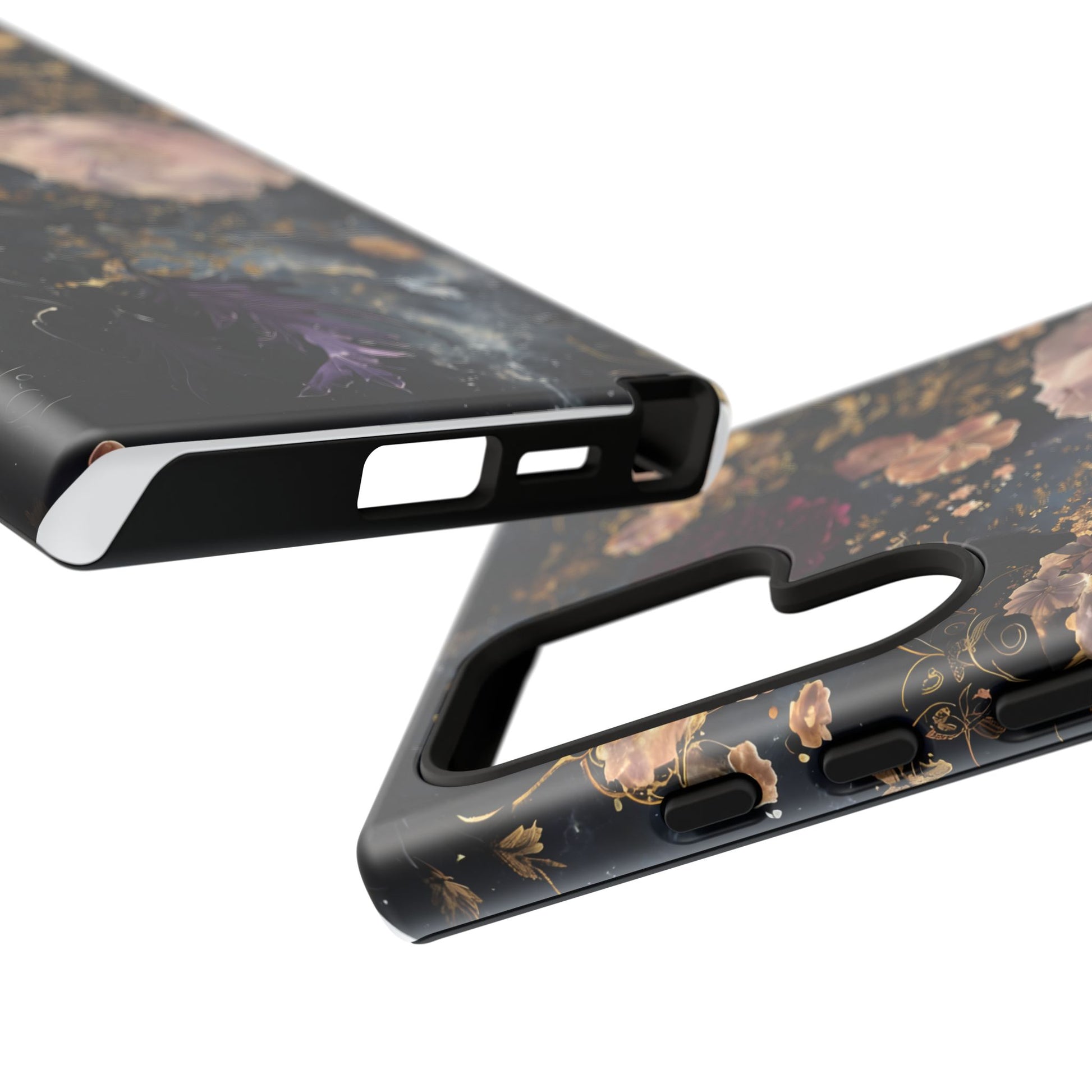 Phone Case, Whimsical Floral Pattern Against Cosmic Nebulous Background. Galaxy, Space, Tough Protective Cover, Unique Gift, Trendy