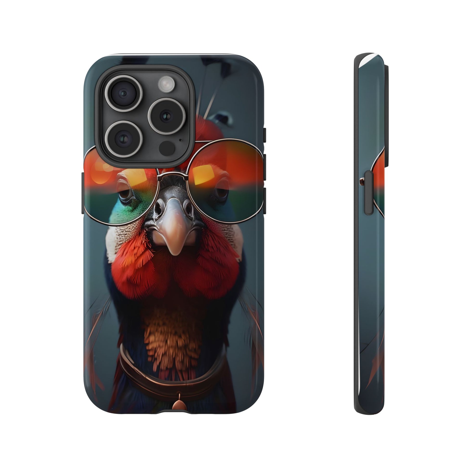 Phone Cases, Bright Exotic Bird in Cool Sunglasses, Protective Tough Cover, Tropical Animal Print, Unique Gift for Bird Lovers, Accessories