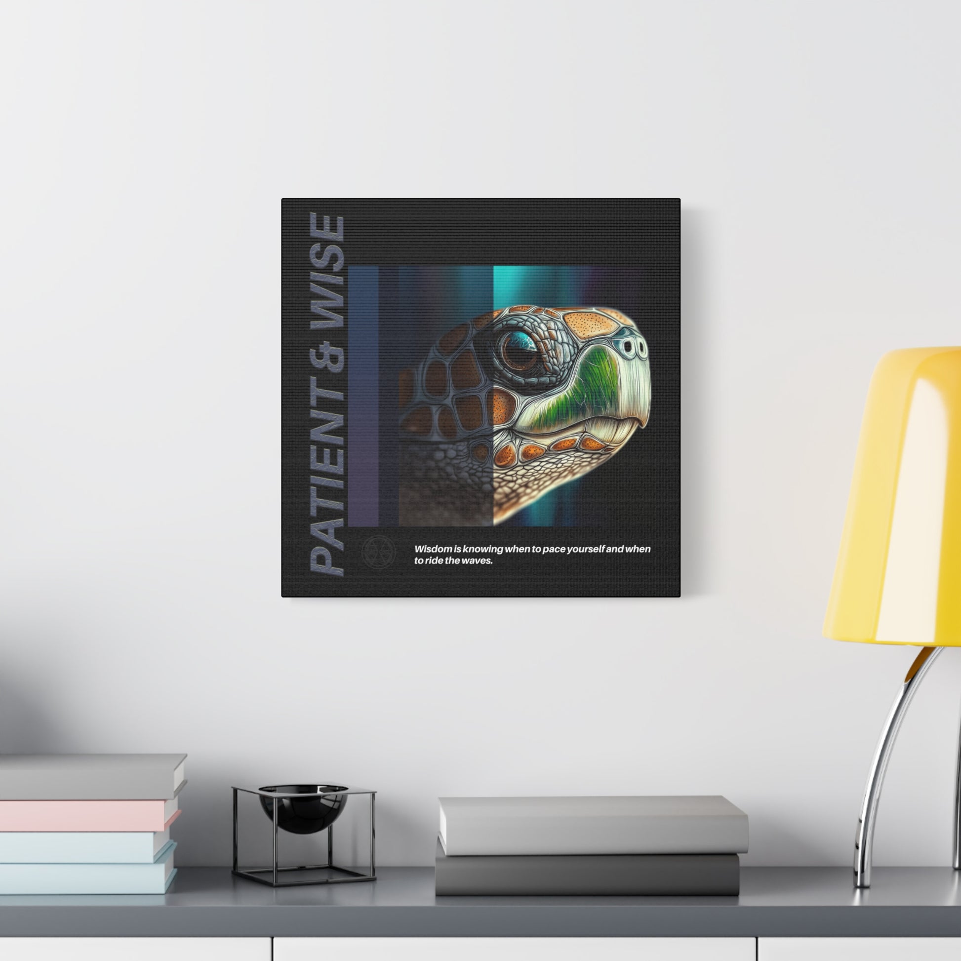 Canvas Art, Inspirational Turtle Wall Decor, Motivational Home Decor, Nature Gift, Abstract Animal Artwork, Wildlife, Patient & Wise