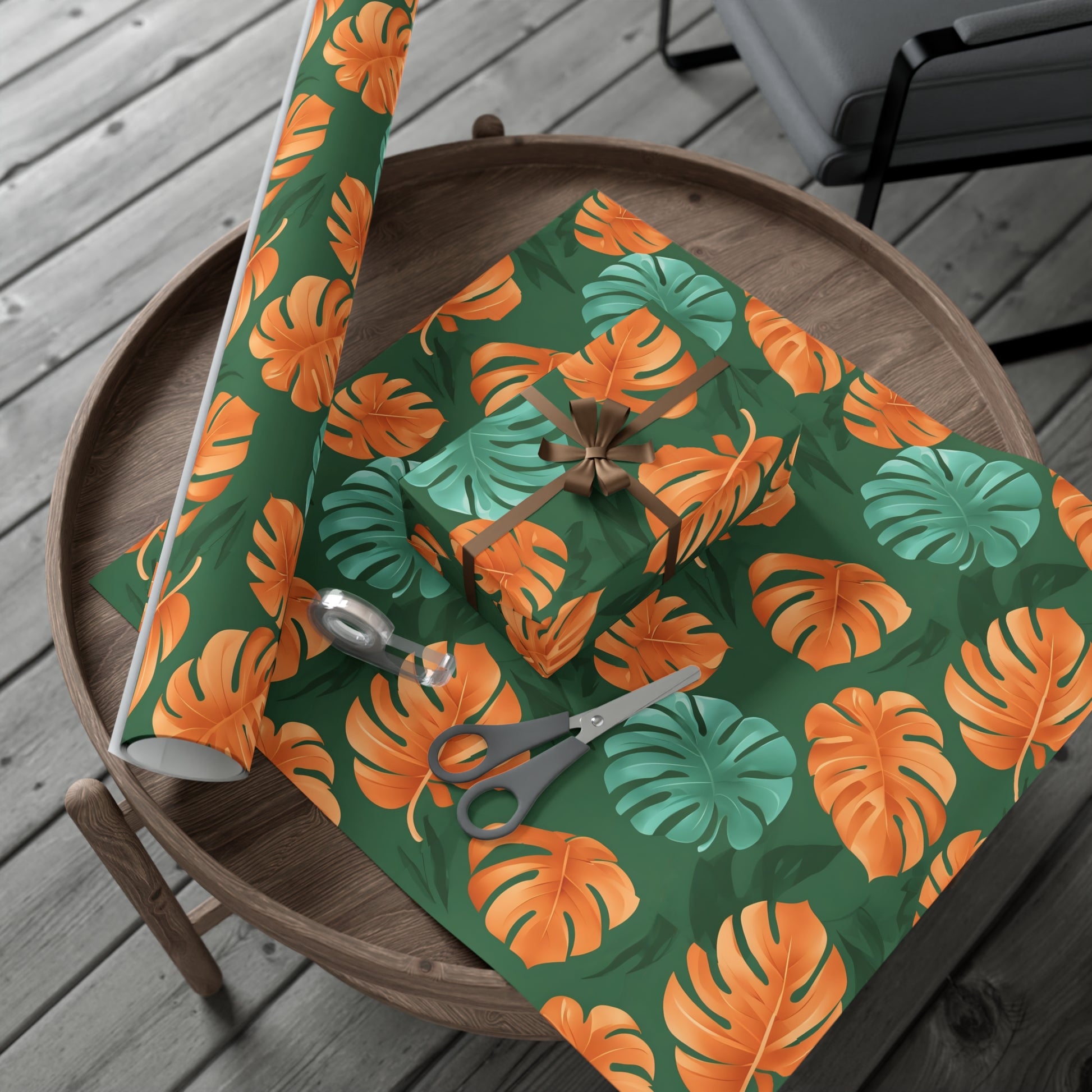 Wrapping Paper, Tropical Monstera Leaf Gift Wrap, Botanical Pattern Sheets, Colorful Holiday Gift Wrap, Jungle Party Wrap Roll, Leafy