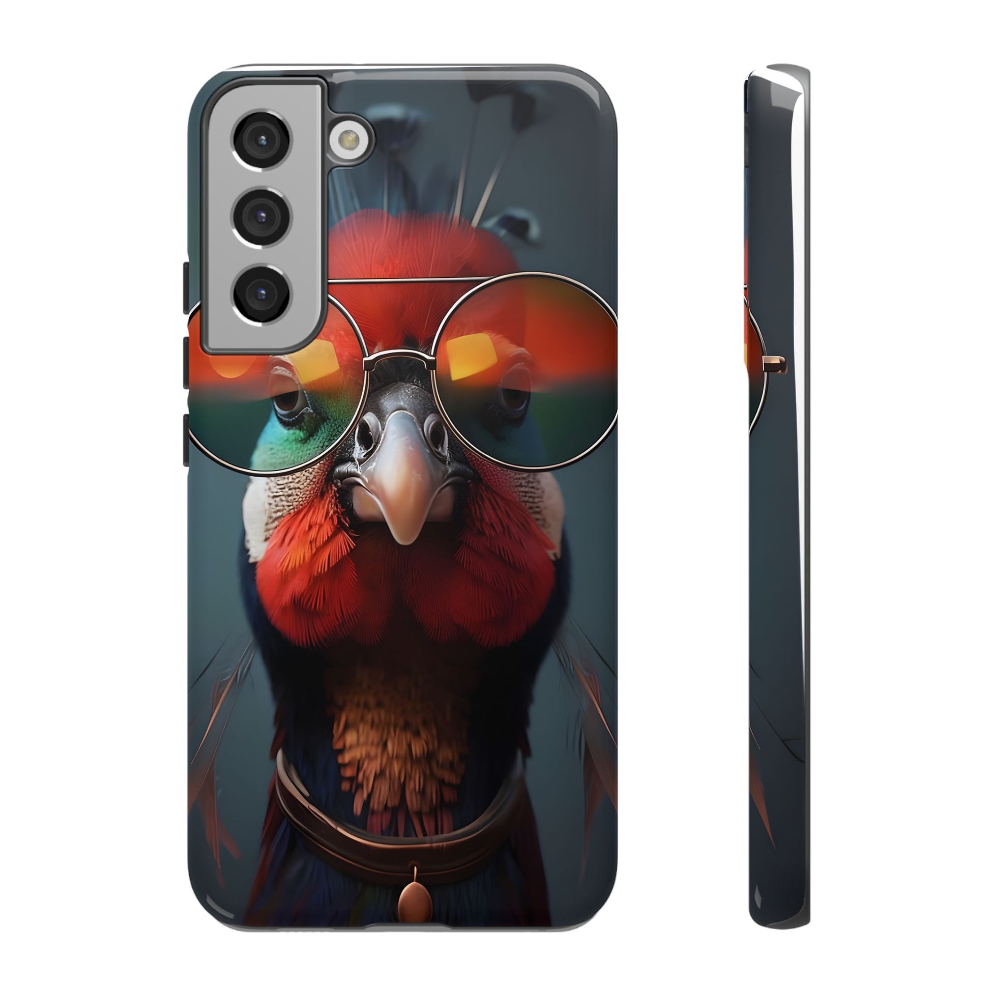Phone Cases, Bright Exotic Bird in Cool Sunglasses, Protective Tough Cover, Tropical Animal Print, Unique Gift for Bird Lovers, Accessories