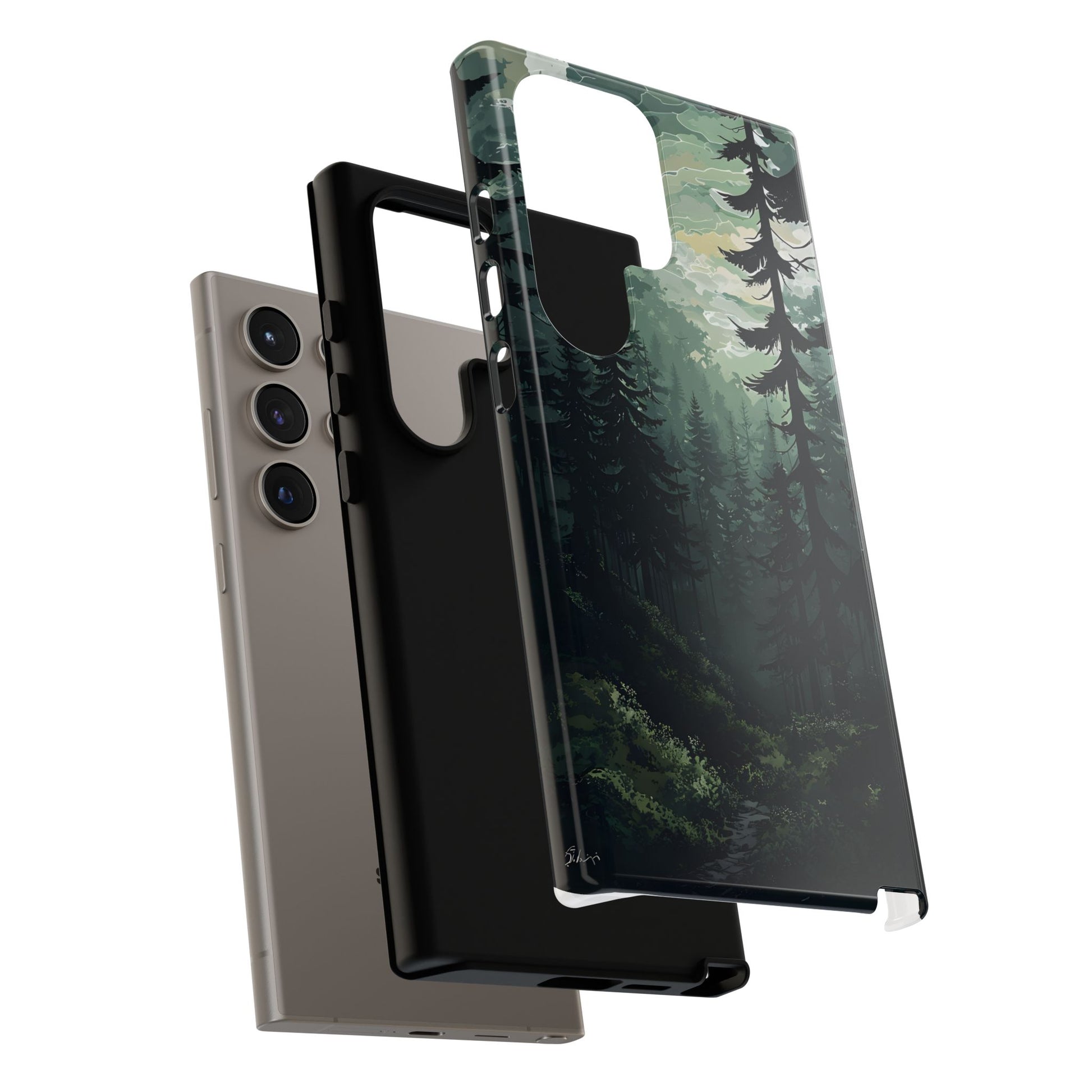 Phone Case, Serene Forest Landscape Digital Illustration Phone Case Cover, Tough Protective Cover, Unique Gift, Trendy