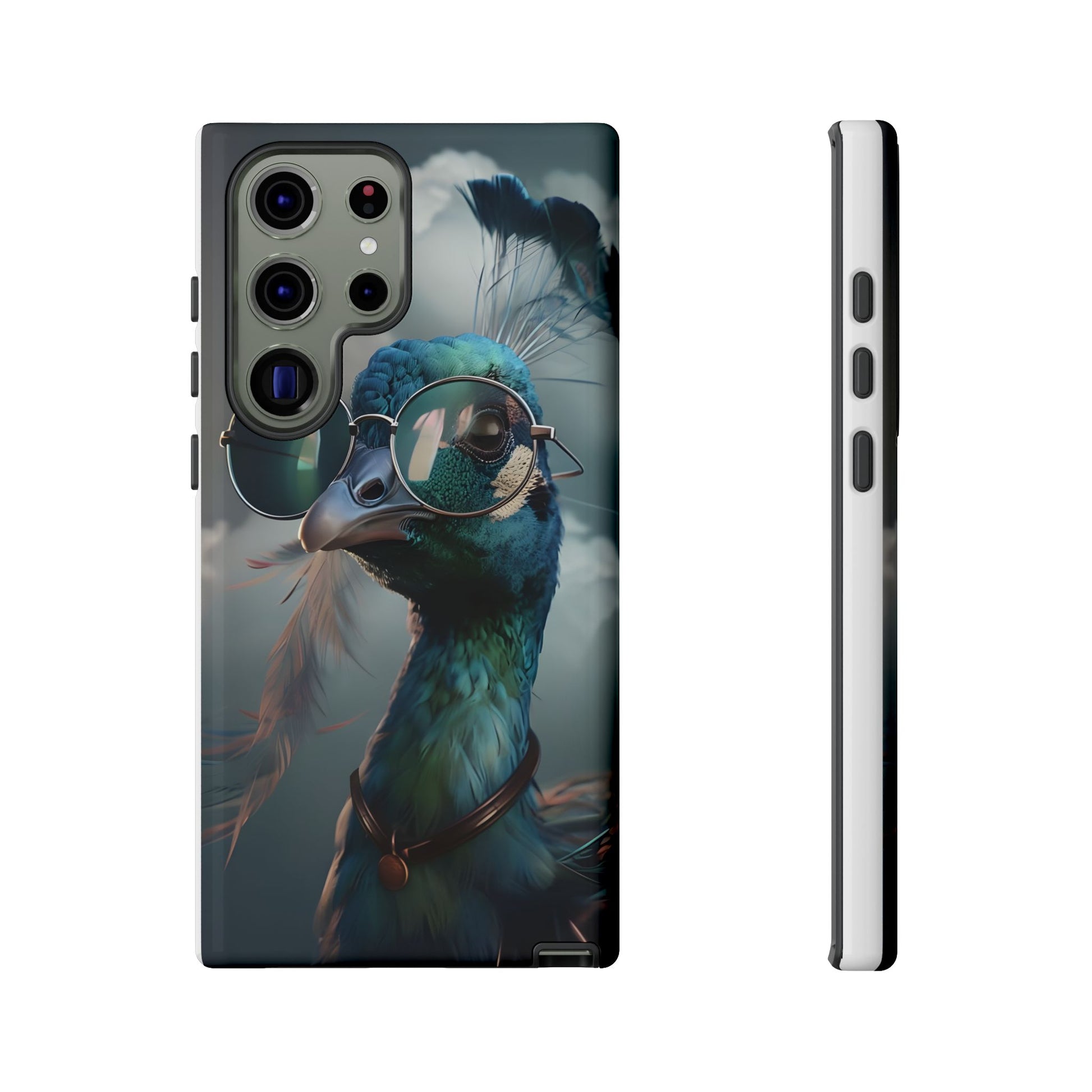 Phone Case, Peacock Design, Neon Lighting, Unique Gift, Hard Shell Cover, Protective Sleeve