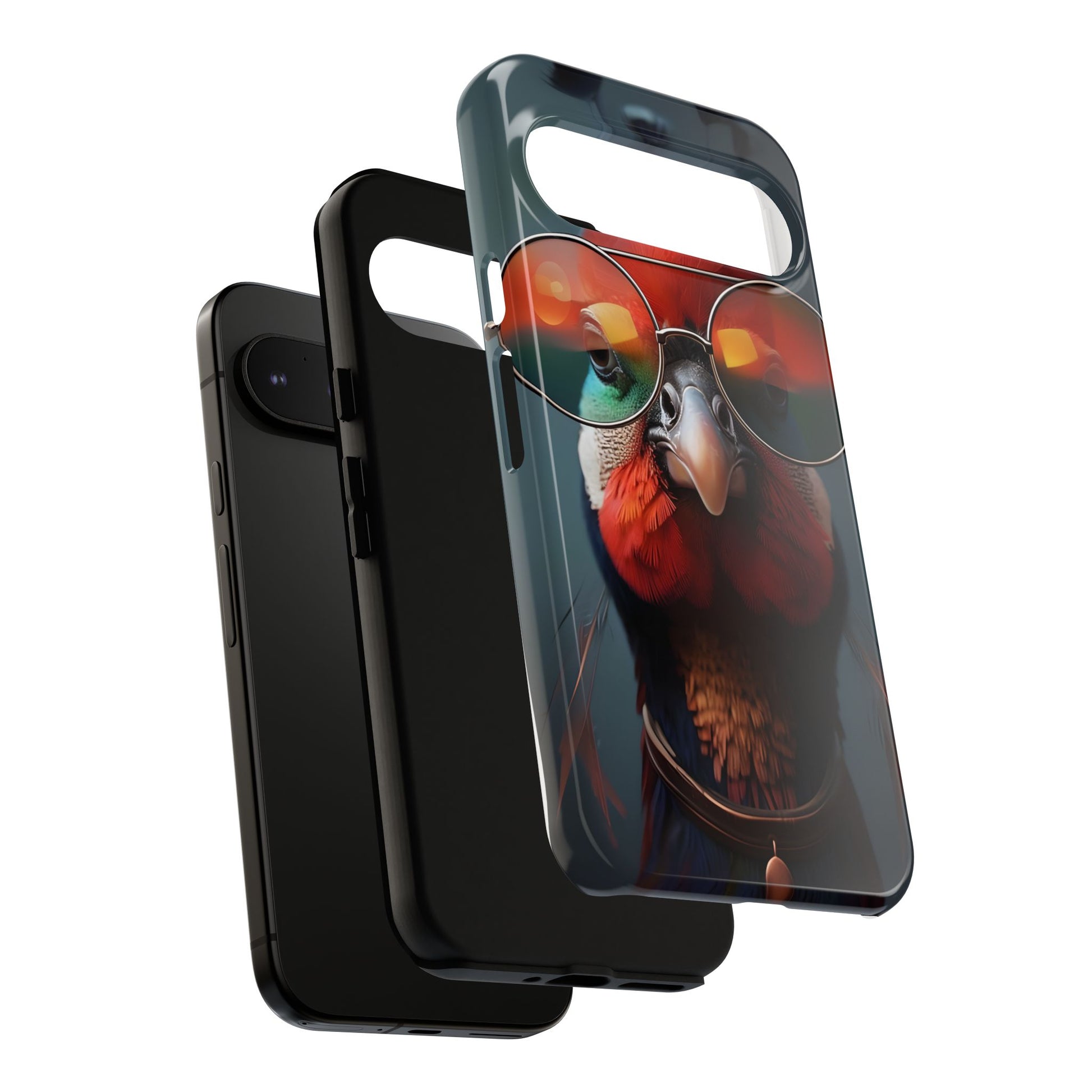 Phone Cases, Bright Exotic Bird in Cool Sunglasses, Protective Tough Cover, Tropical Animal Print, Unique Gift for Bird Lovers, Accessories