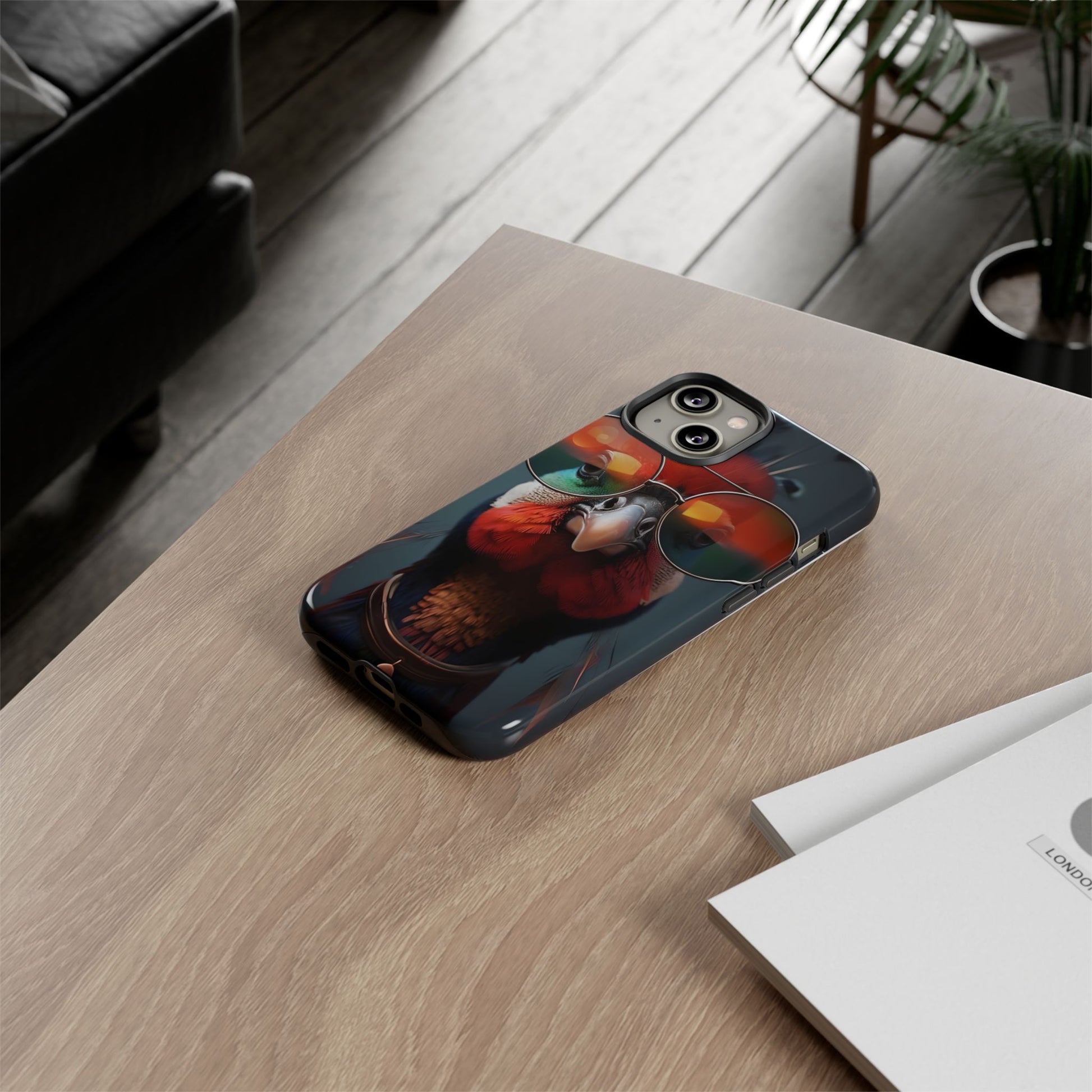 Phone Cases, Bright Exotic Bird in Cool Sunglasses, Protective Tough Cover, Tropical Animal Print, Unique Gift for Bird Lovers, Accessories