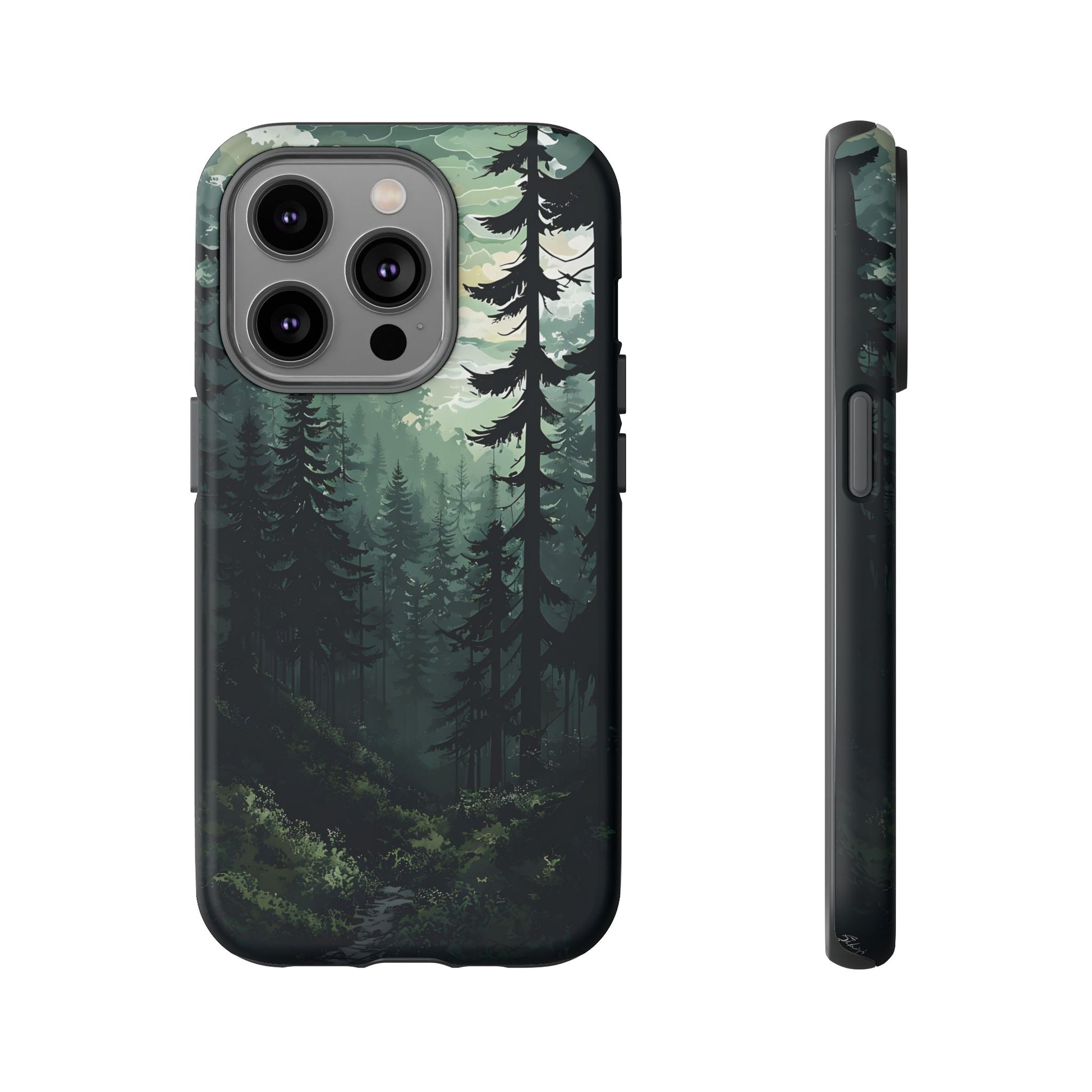 Phone Case, Serene Forest Landscape Digital Illustration Phone Case Cover, Tough Protective Cover, Unique Gift, Trendy