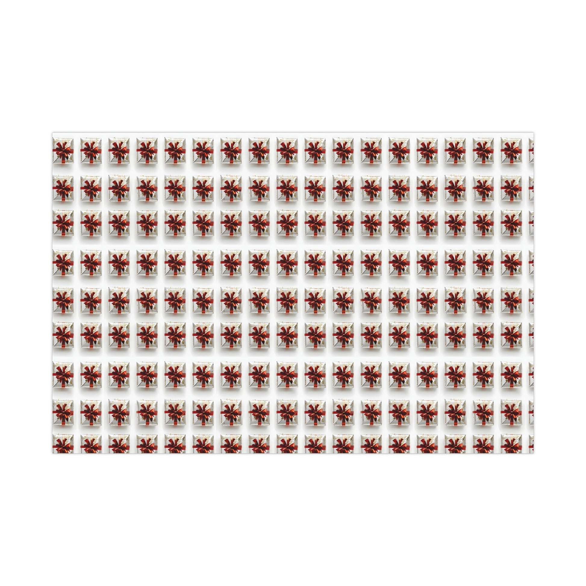 Wrapping Paper, Elegantly Wrapped Gifts On White Background with Red Bows - Gift Wrap Rolls, Eco-Friendly Gift Wrap, Holiday Season Wrapping