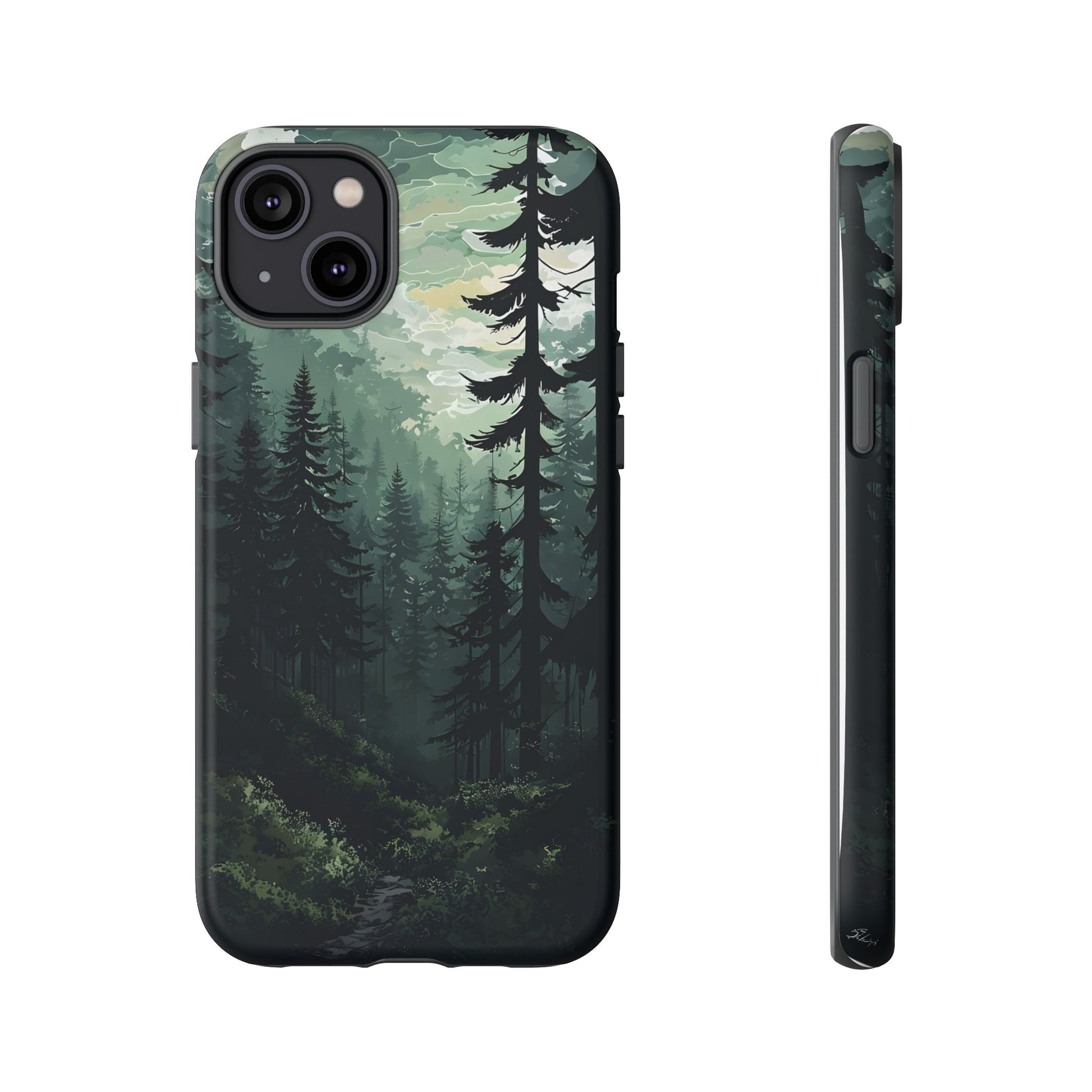 Phone Case, Serene Forest Landscape Digital Illustration Phone Case Cover, Tough Protective Cover, Unique Gift, Trendy
