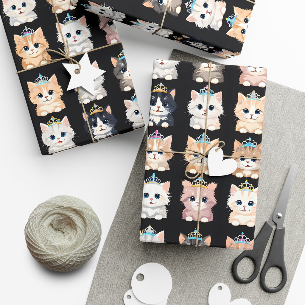 Gift Wrap Papers, Adorable Kittens wearing tiaras - Perfect for cat lovers, birthday gifts, holiday presents, crafting projects - Tissue