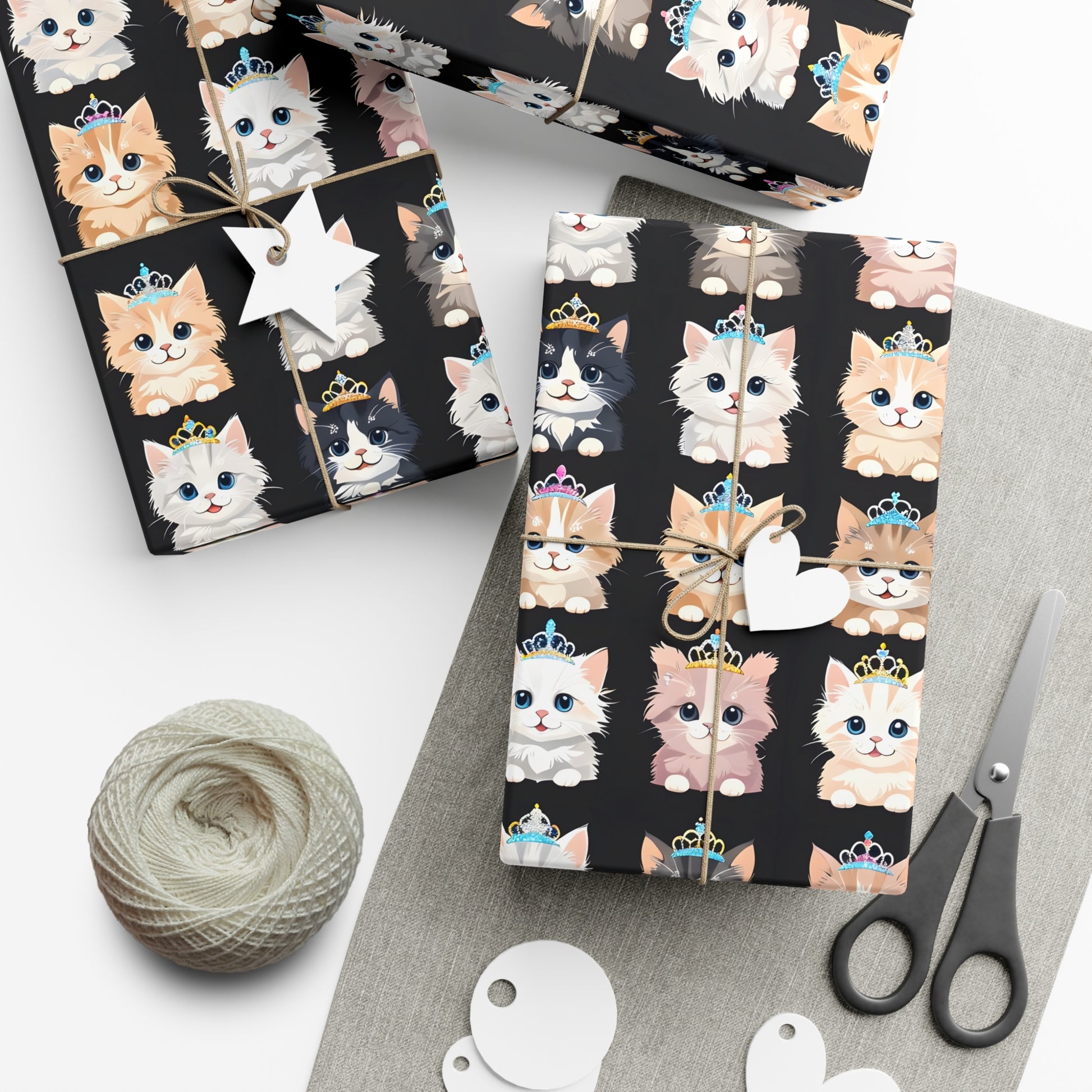 Gift Wrap Papers, Adorable Kittens wearing tiaras - Perfect for cat lovers, birthday gifts, holiday presents, crafting projects - Tissue