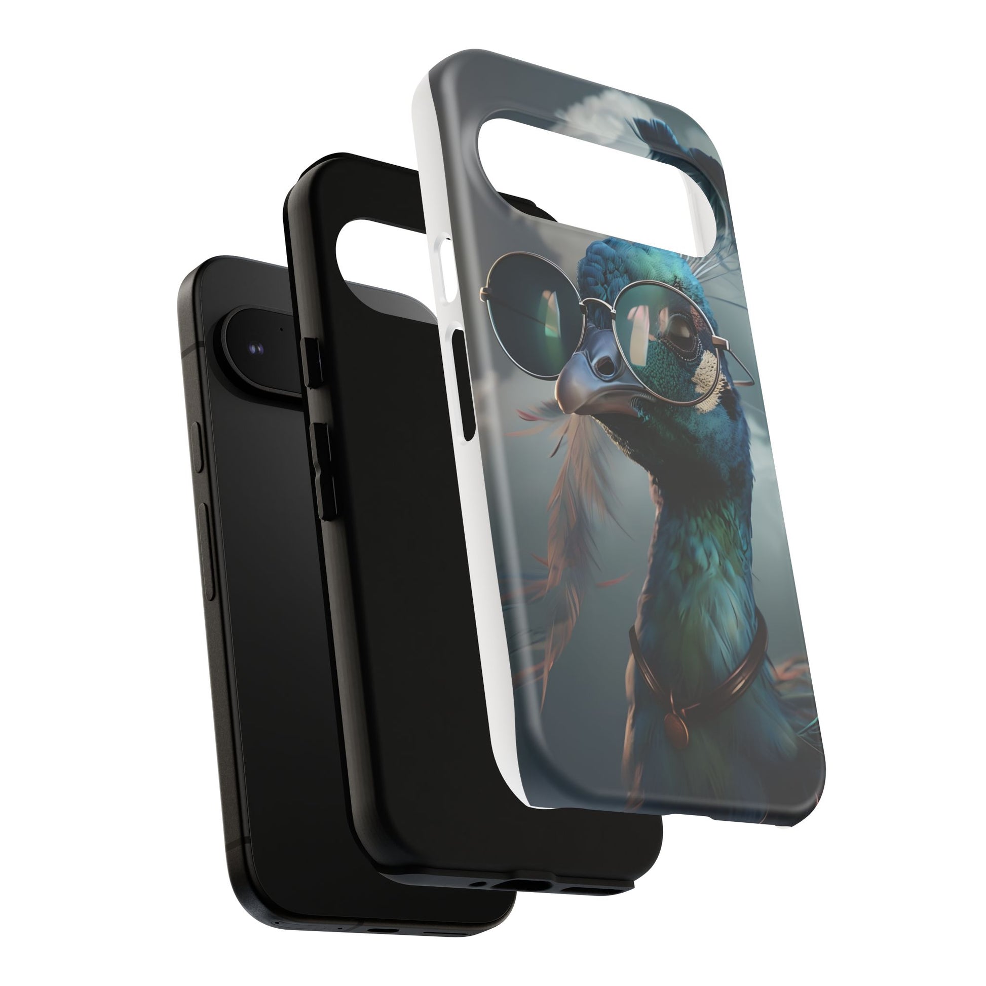 Phone Case, Peacock Design, Neon Lighting, Unique Gift, Hard Shell Cover, Protective Sleeve
