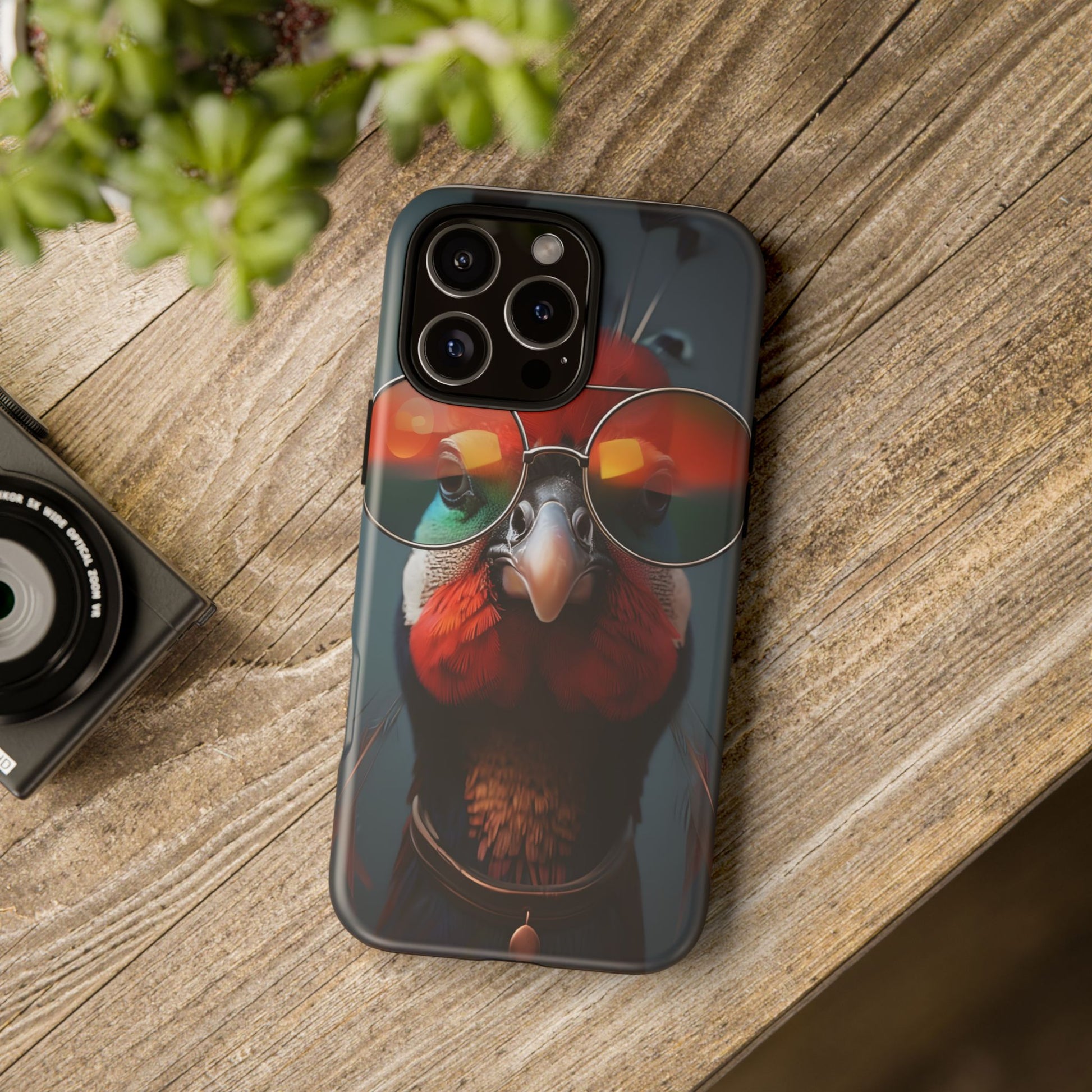 Phone Cases, Bright Exotic Bird in Cool Sunglasses, Protective Tough Cover, Tropical Animal Print, Unique Gift for Bird Lovers, Accessories