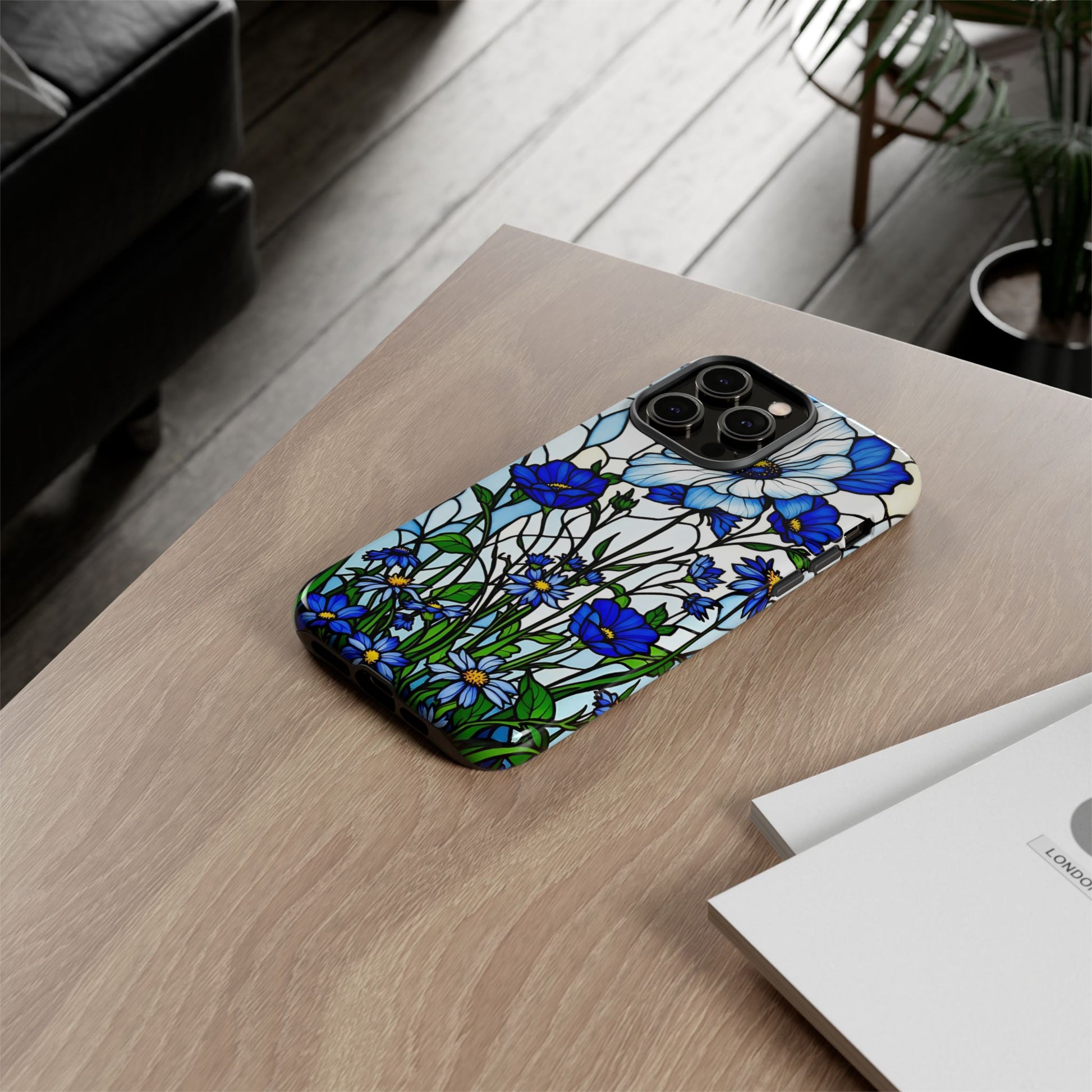 Botanical Stained Glass Tough Case - Floral Phone Cover, Protective Phone Case, Flower Pattern Phone Shell, Nature Inspired Smartphone Case,