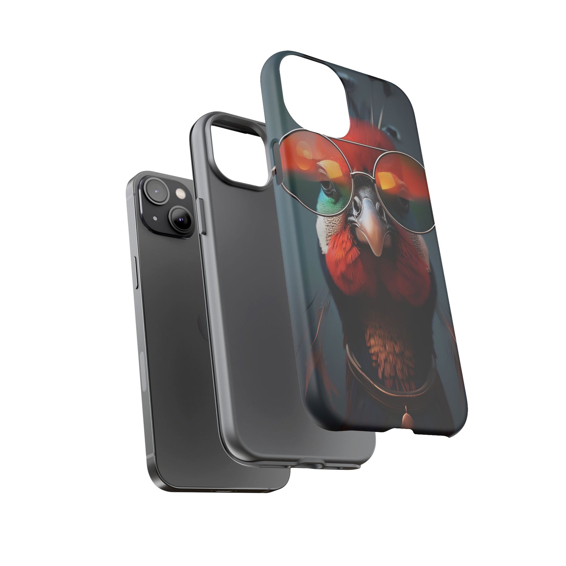 Phone Cases, Bright Exotic Bird in Cool Sunglasses, Protective Tough Cover, Tropical Animal Print, Unique Gift for Bird Lovers, Accessories