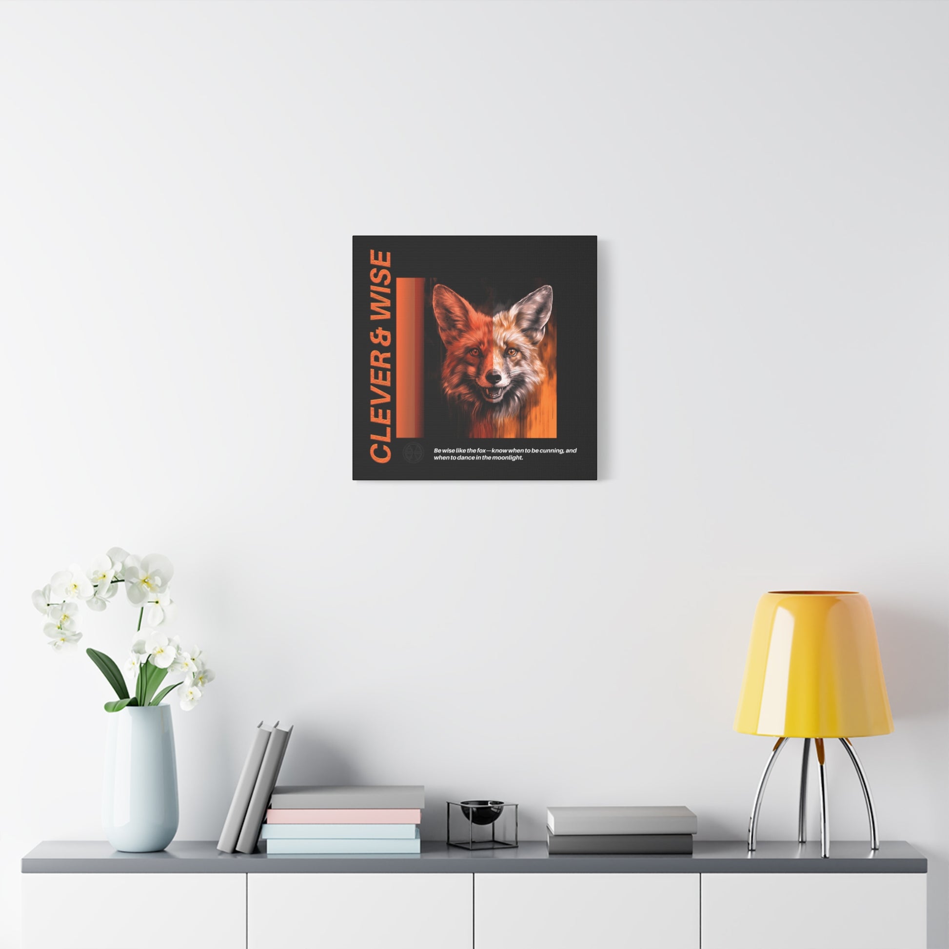 Fox Canvas Art, Inspirational & Wise Wall Decor, Nature Gift, Wildlife, Abstract Animal Artwork, Clever Motivational Matte Canvas