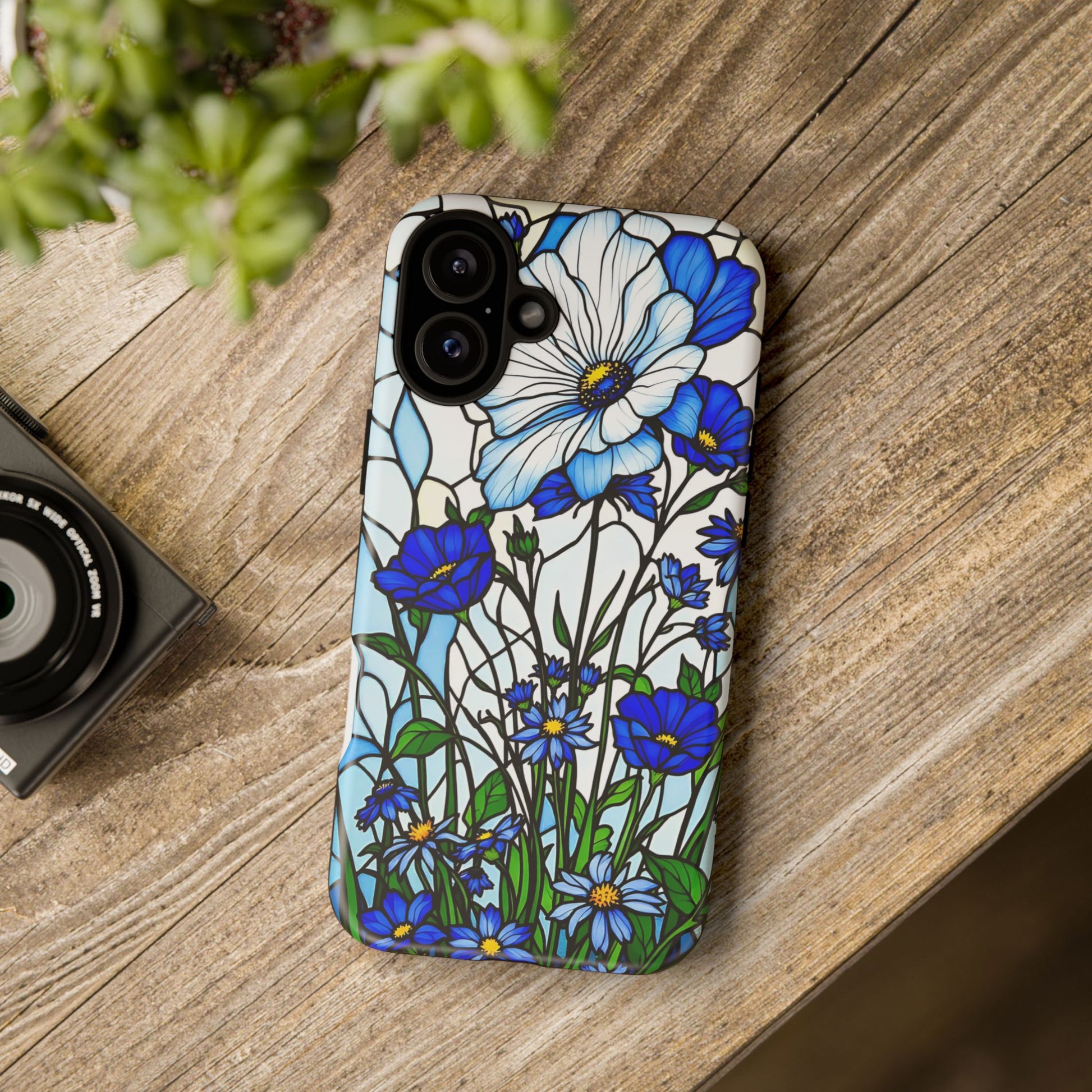 Botanical Stained Glass Tough Case - Floral Phone Cover, Protective Phone Case, Flower Pattern Phone Shell, Nature Inspired Smartphone Case,