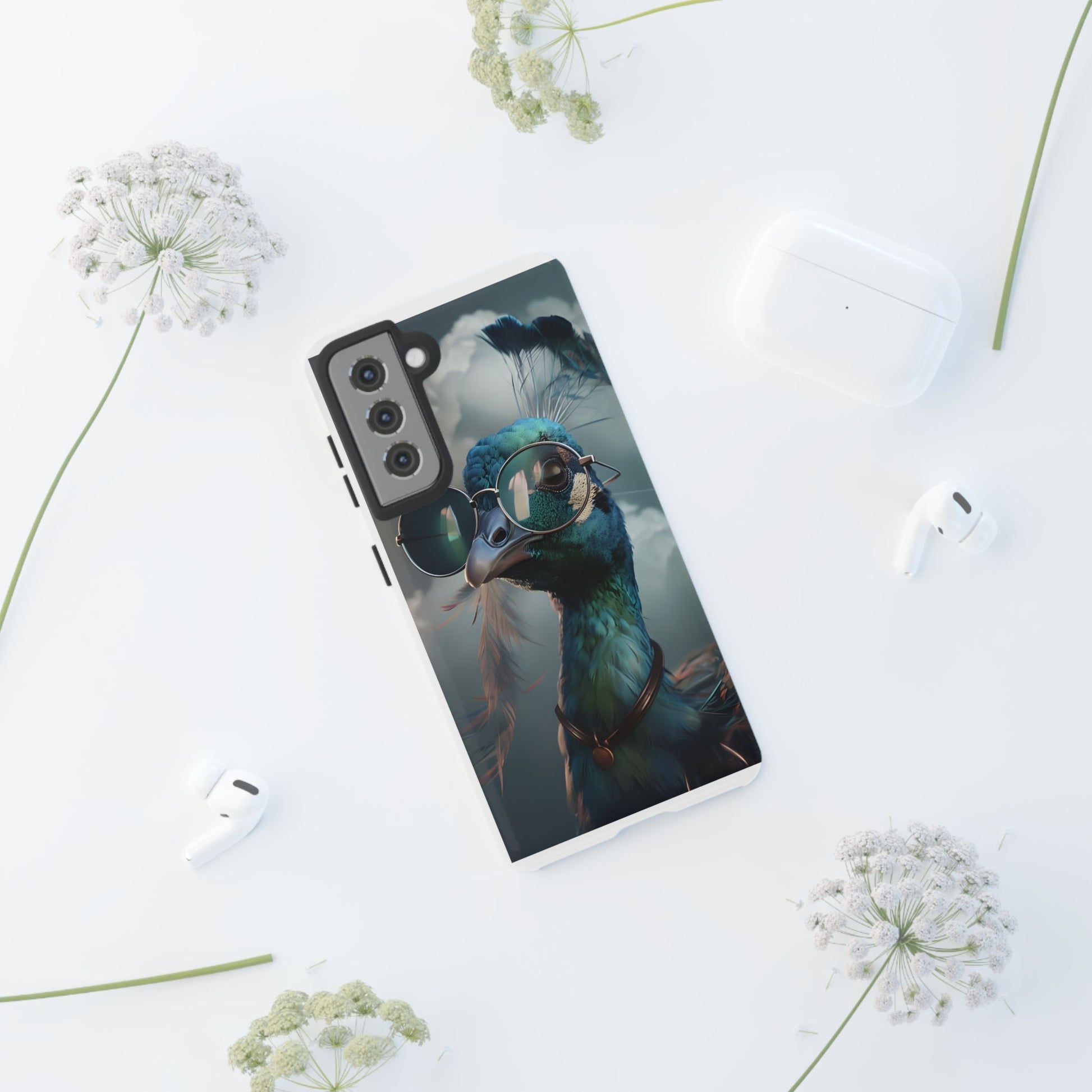 Phone Case, Peacock Design, Neon Lighting, Unique Gift, Hard Shell Cover, Protective Sleeve