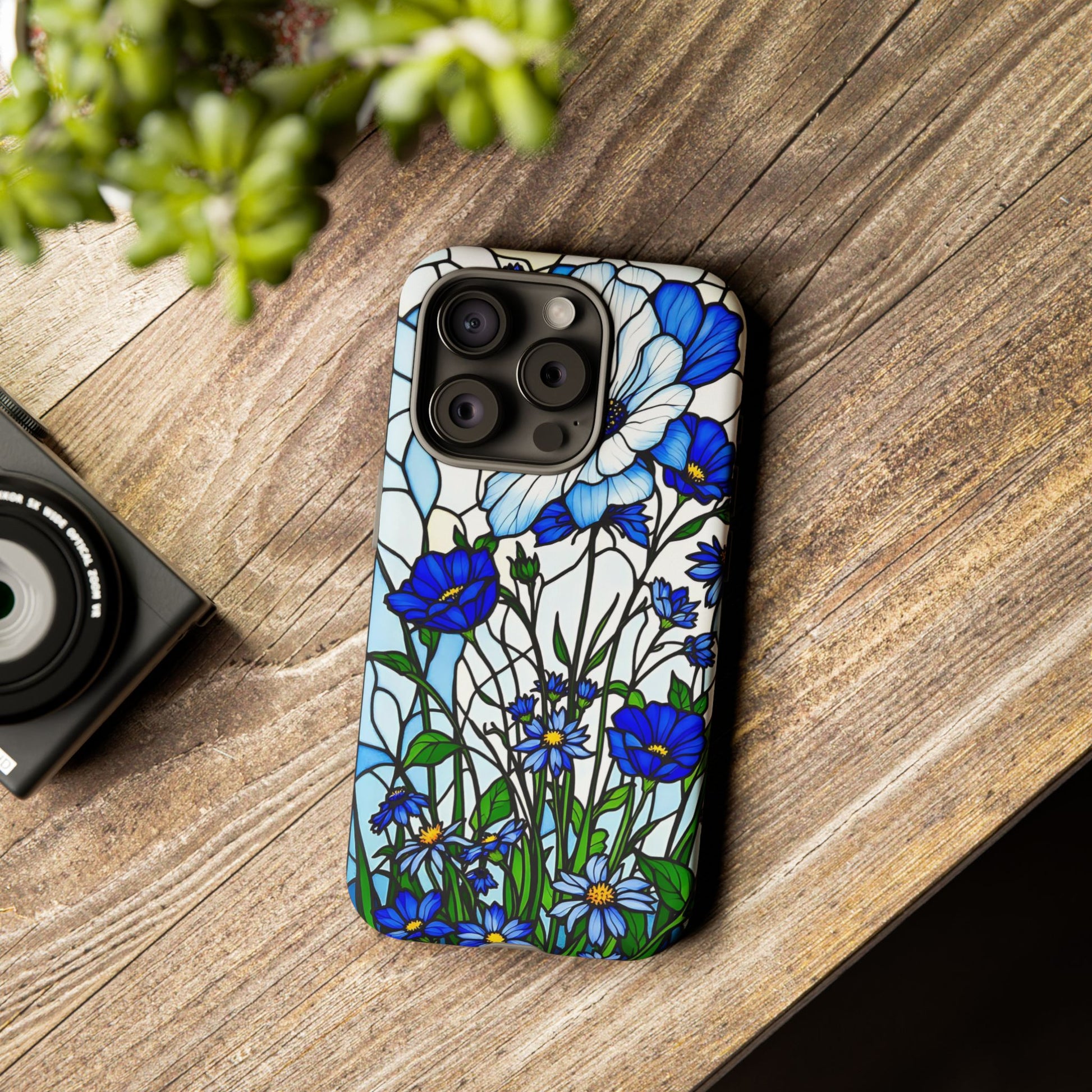Botanical Stained Glass Tough Case - Floral Phone Cover, Protective Phone Case, Flower Pattern Phone Shell, Nature Inspired Smartphone Case,