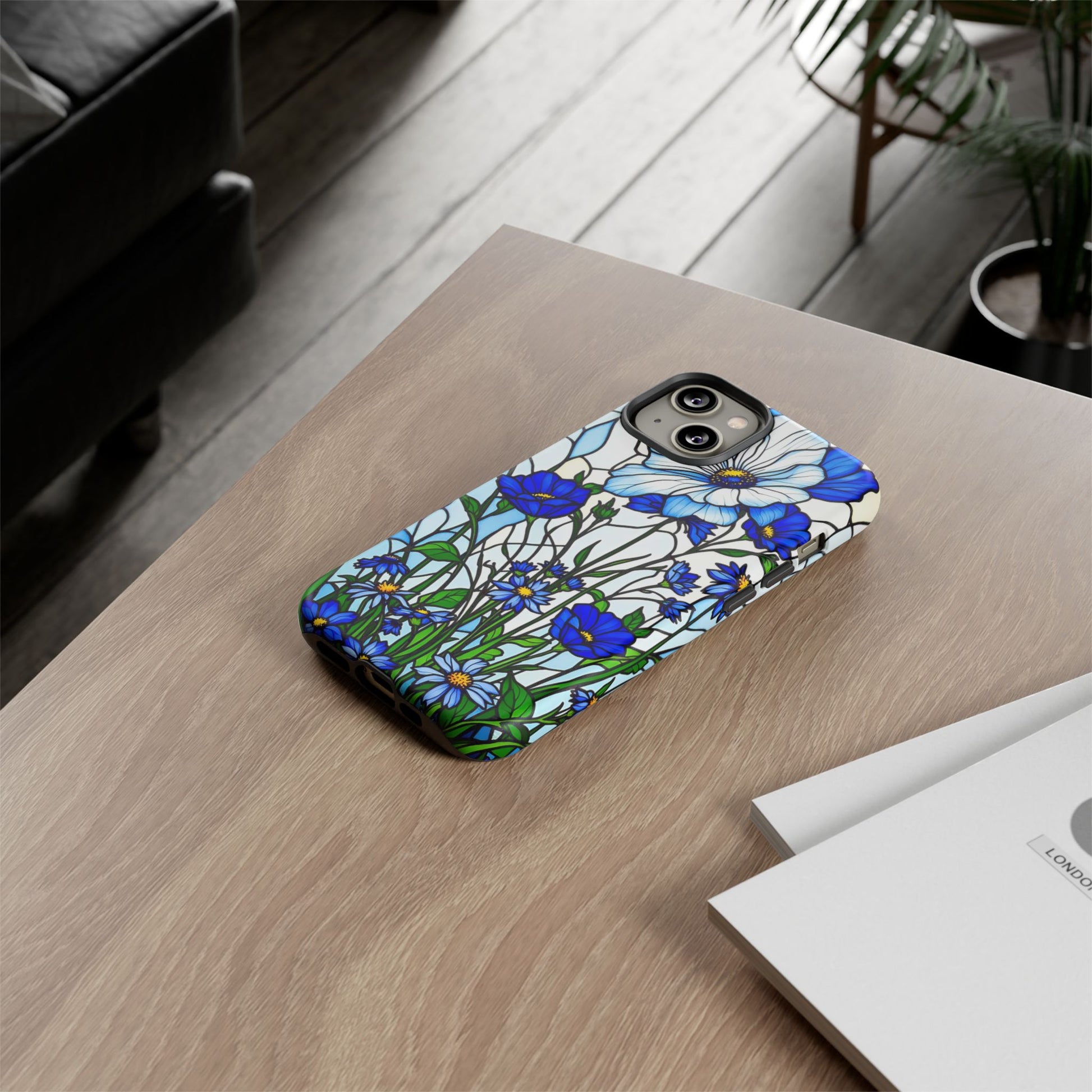 Botanical Stained Glass Tough Case - Floral Phone Cover, Protective Phone Case, Flower Pattern Phone Shell, Nature Inspired Smartphone Case,