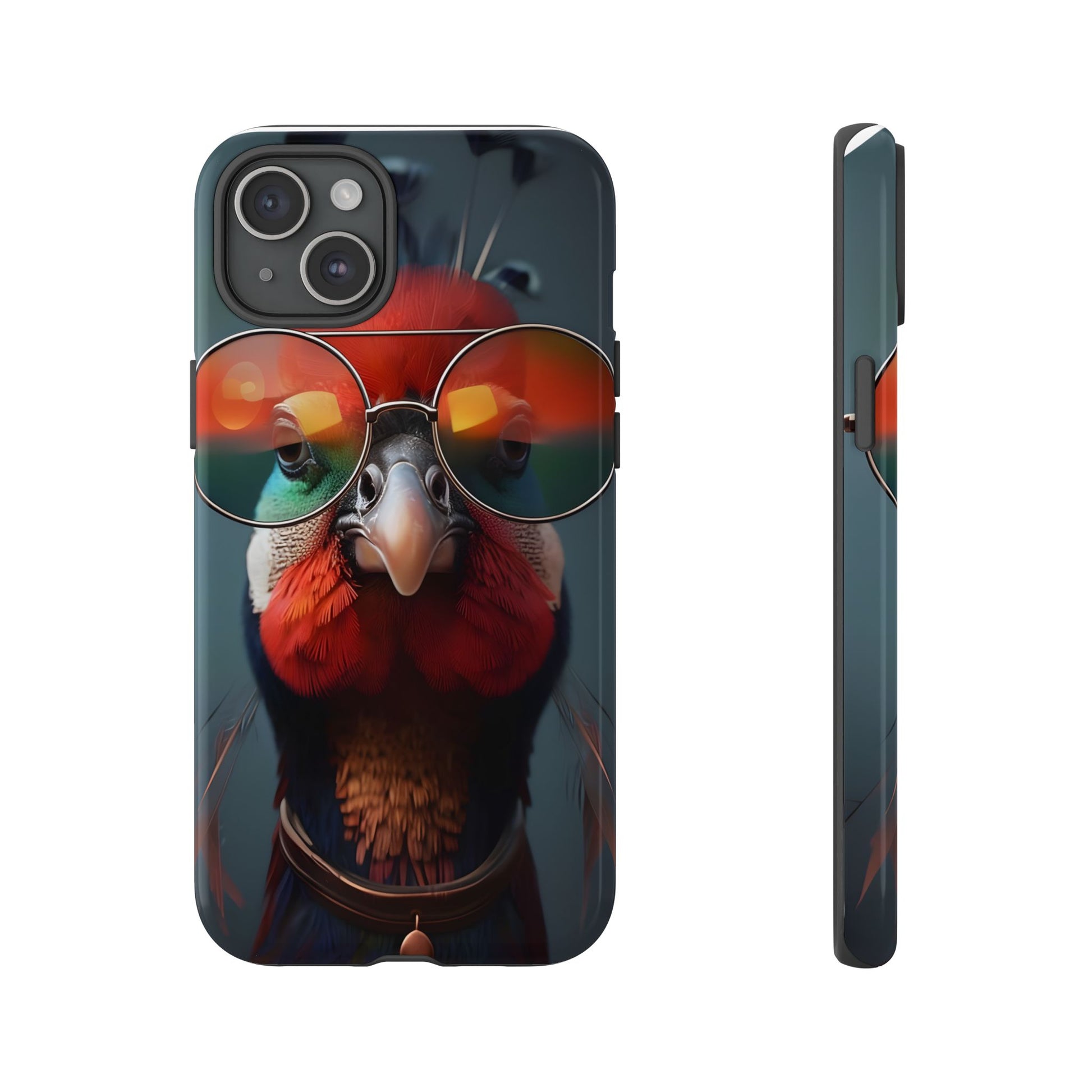 Phone Cases, Bright Exotic Bird in Cool Sunglasses, Protective Tough Cover, Tropical Animal Print, Unique Gift for Bird Lovers, Accessories