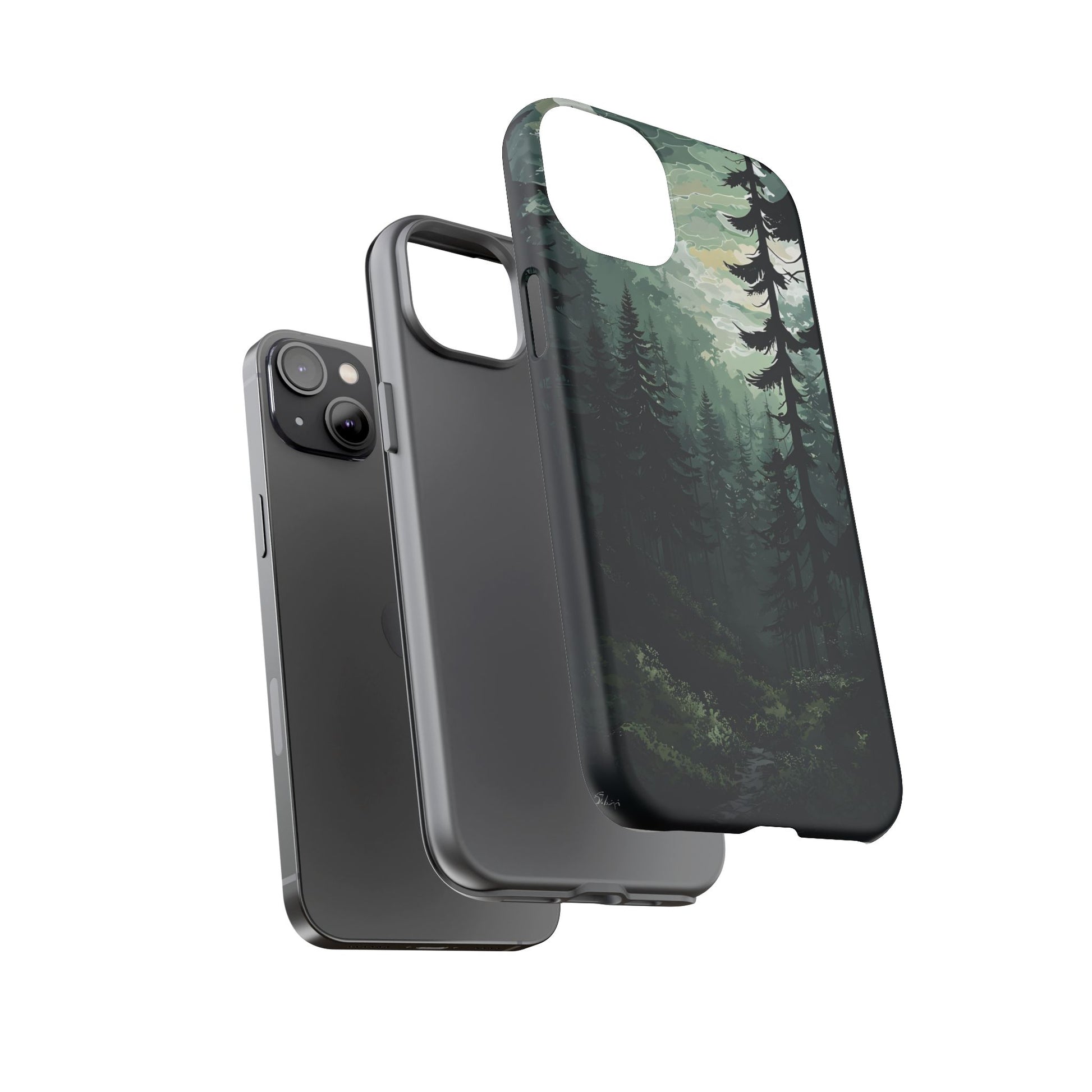 Phone Case, Serene Forest Landscape Digital Illustration Phone Case Cover, Tough Protective Cover, Unique Gift, Trendy