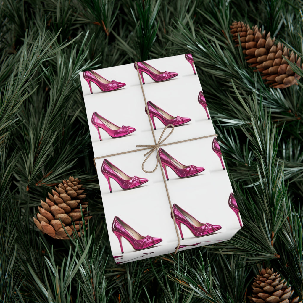 Wrapping Paper, Hot Pink High Heels On White Background - Gift Wrap Rolls, Eco-Friendly Gift Wrap, Holiday