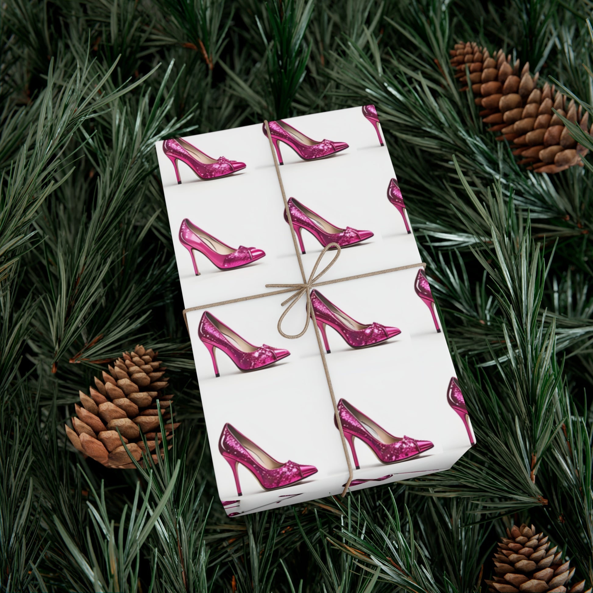 Wrapping Paper, Hot Pink High Heels On White Background - Gift Wrap Rolls, Eco-Friendly Gift Wrap, Holiday