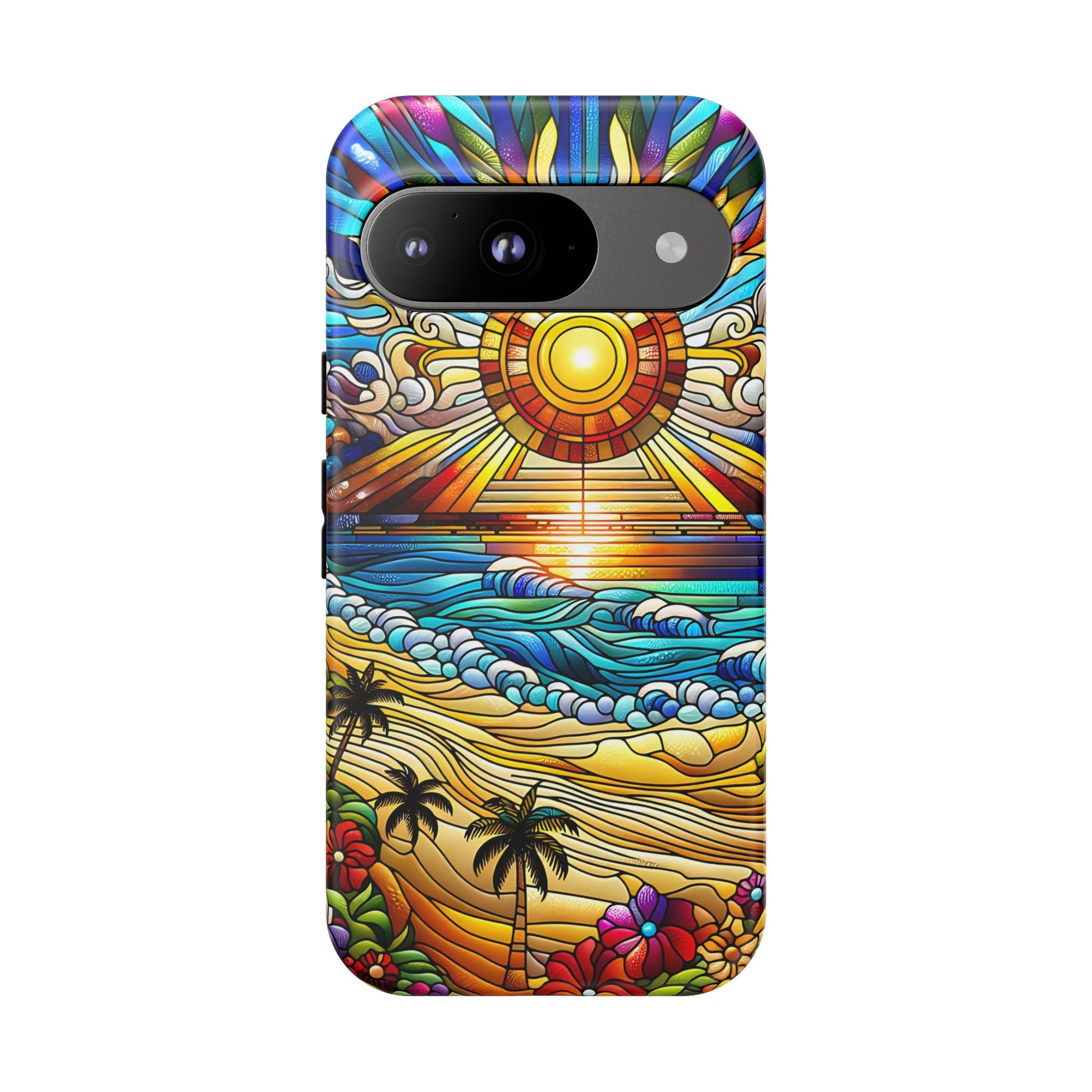 Stained Glass Tough Cases, Protective Phone Case, Nature Inspired Smartphone Cover, Beach Day Summer Accessories, Ocean Lover Gift