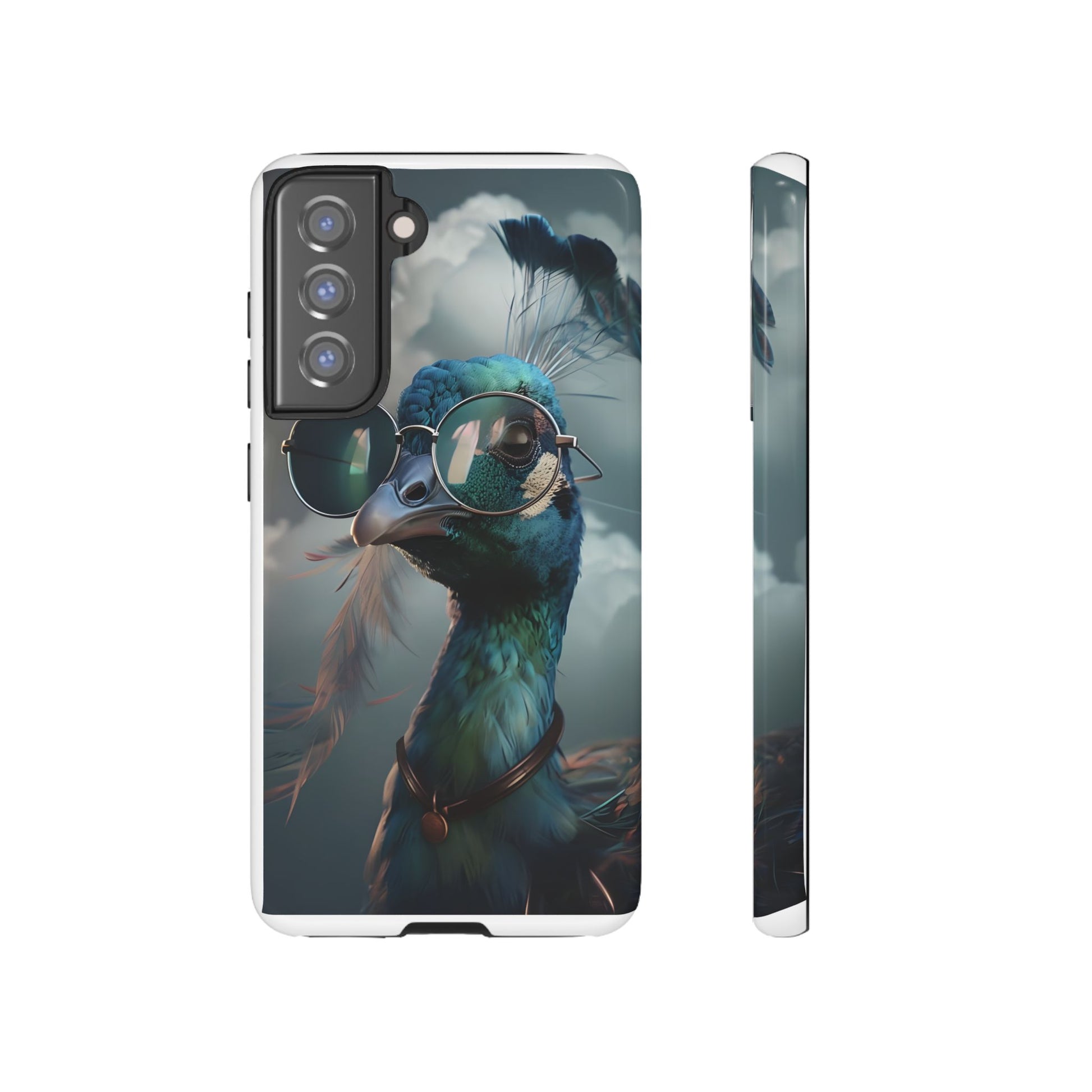 Phone Case, Peacock Design, Neon Lighting, Unique Gift, Hard Shell Cover, Protective Sleeve