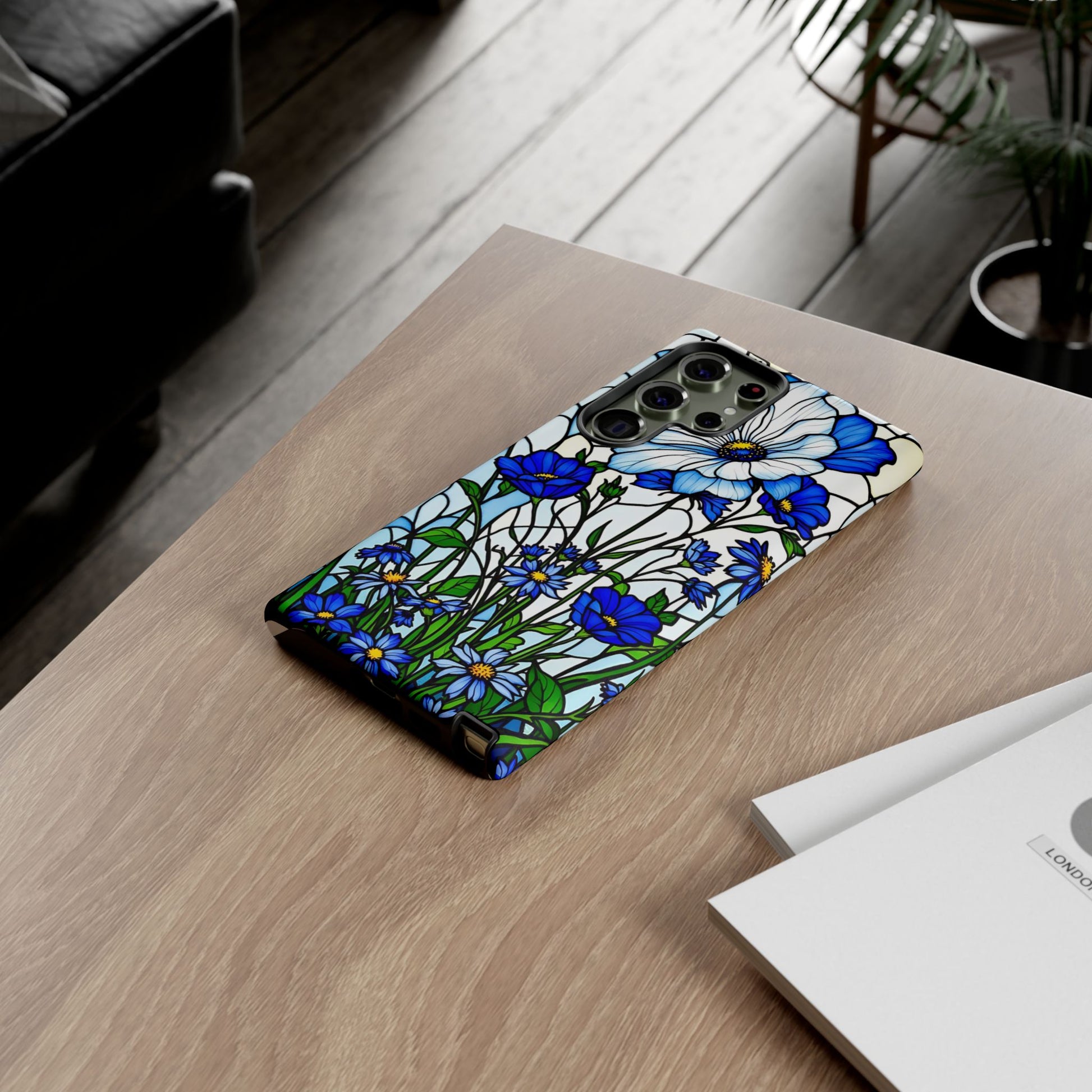 Botanical Stained Glass Tough Case - Floral Phone Cover, Protective Phone Case, Flower Pattern Phone Shell, Nature Inspired Smartphone Case,