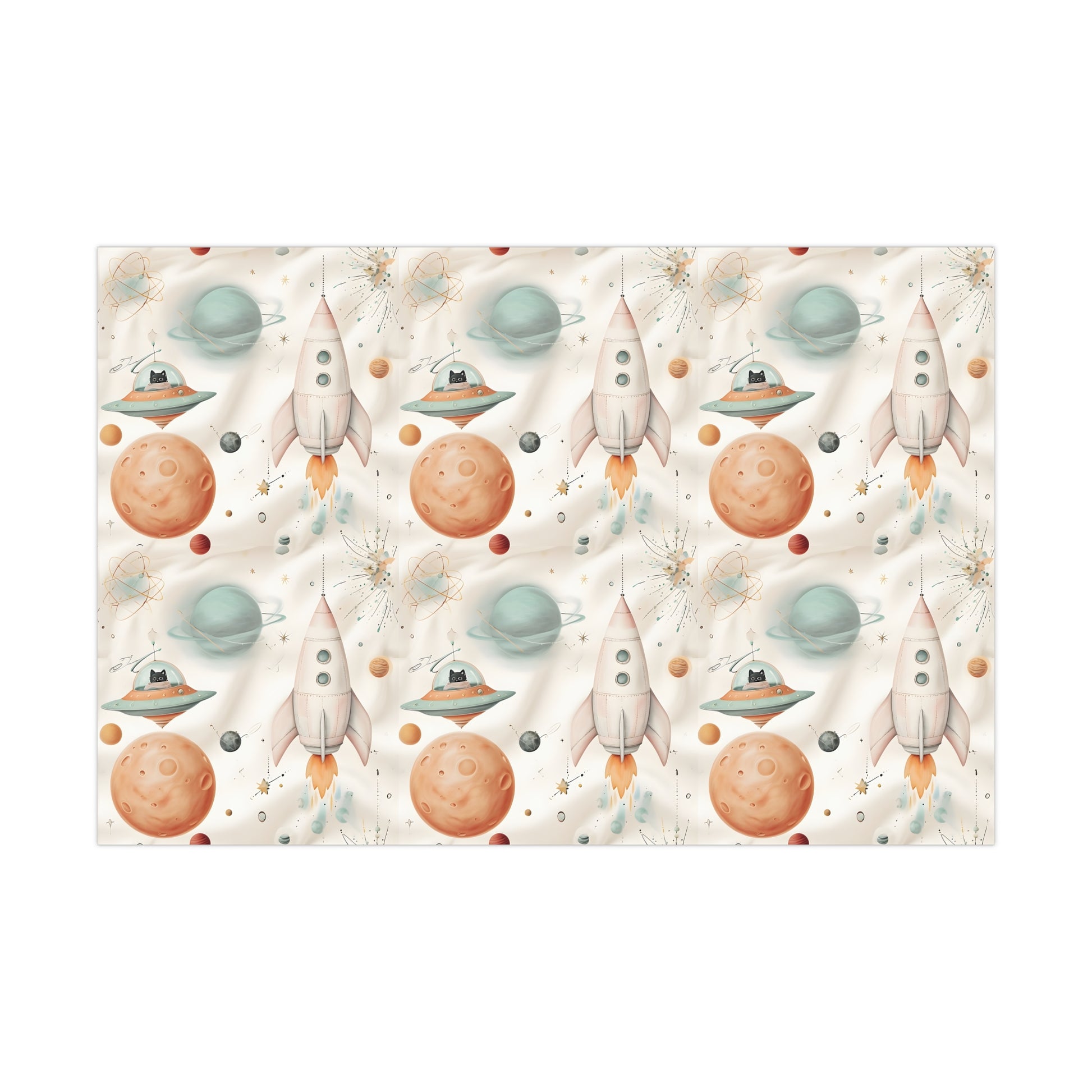 Gift Wrap Papers, Retro Futuristic Pattern, Whimsical Elements, Holiday Gift Wrap, Decorative Wrapping Paper, Gift Packaging Supplies