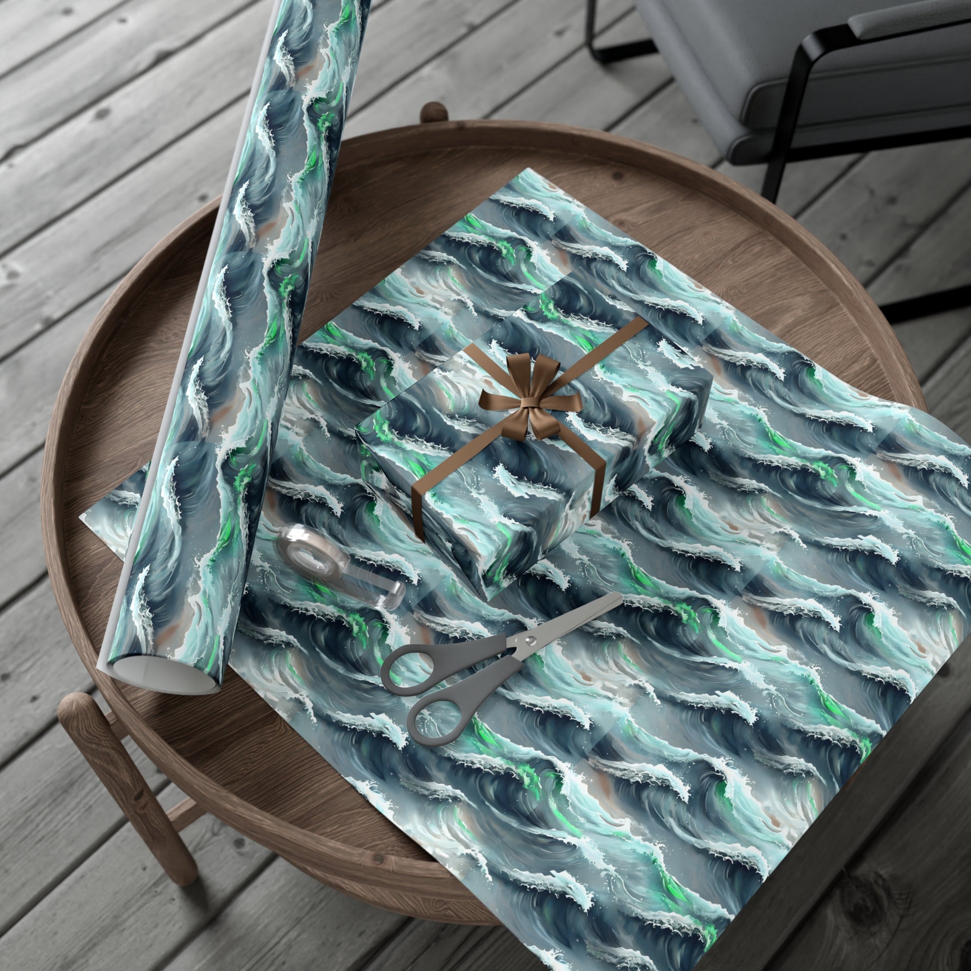 Ocean Waves Gift Wrap, Anime Design, Wrapping Paper Roll, Japanese Inspired Pattern, Gift Wrap Sheets, Birthday Party Supplies