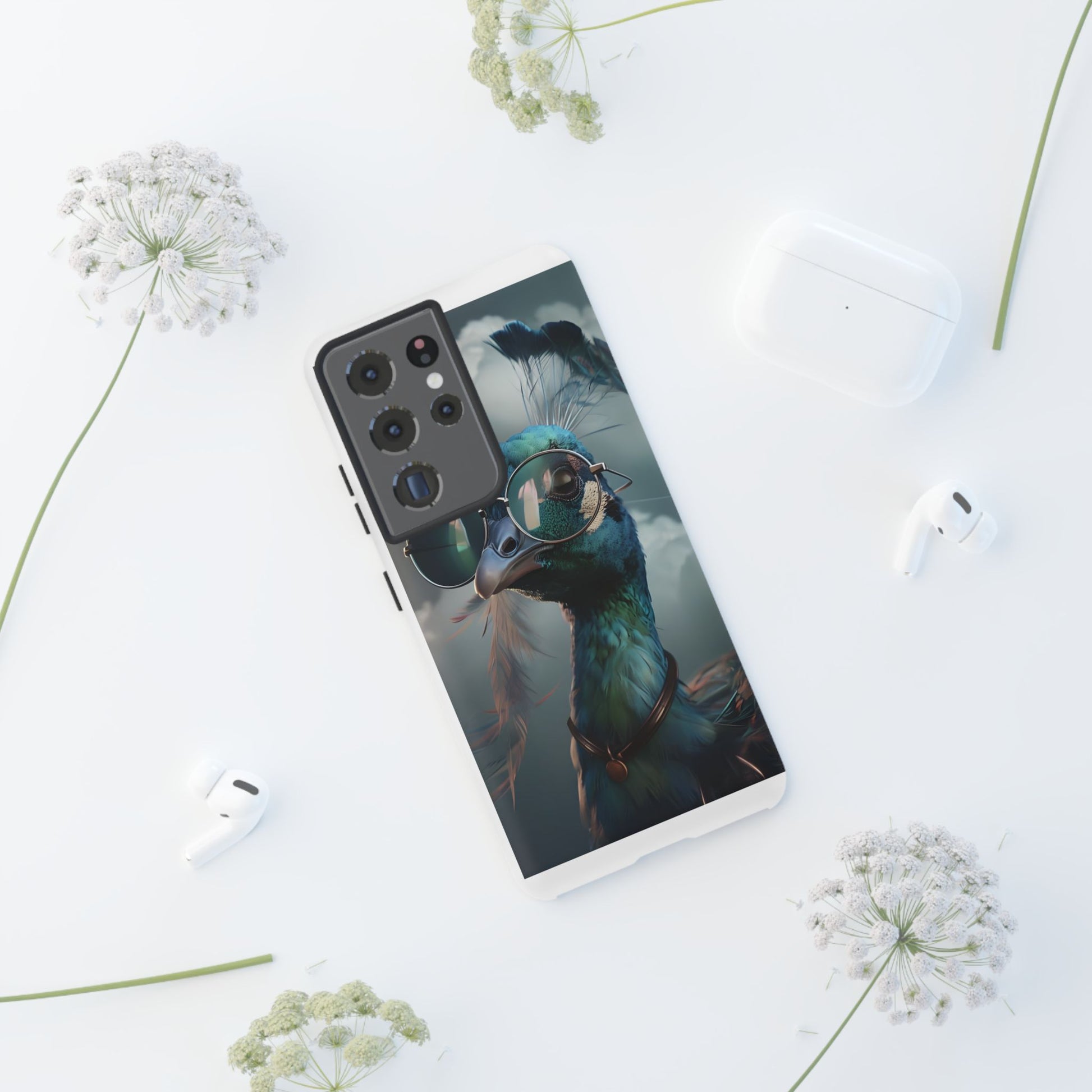 Phone Case, Peacock Design, Neon Lighting, Unique Gift, Hard Shell Cover, Protective Sleeve