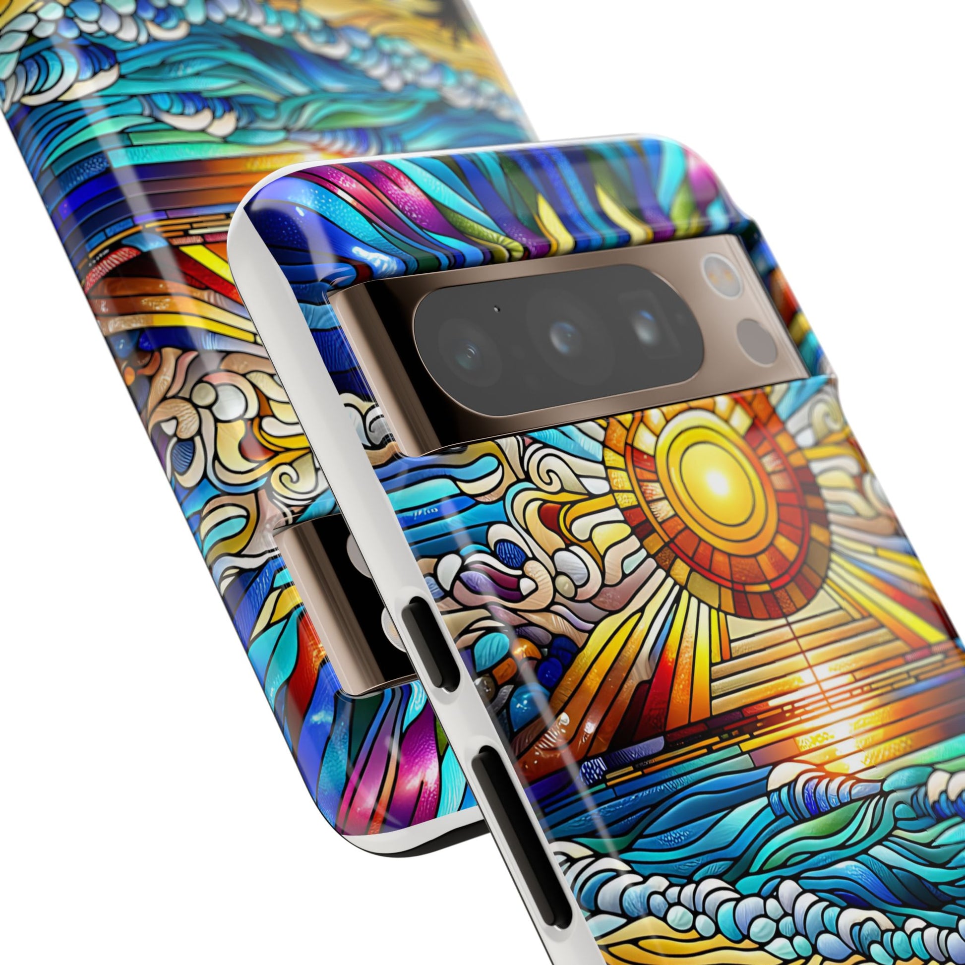 Stained Glass Tough Cases, Protective Phone Case, Nature Inspired Smartphone Cover, Beach Day Summer Accessories, Ocean Lover Gift