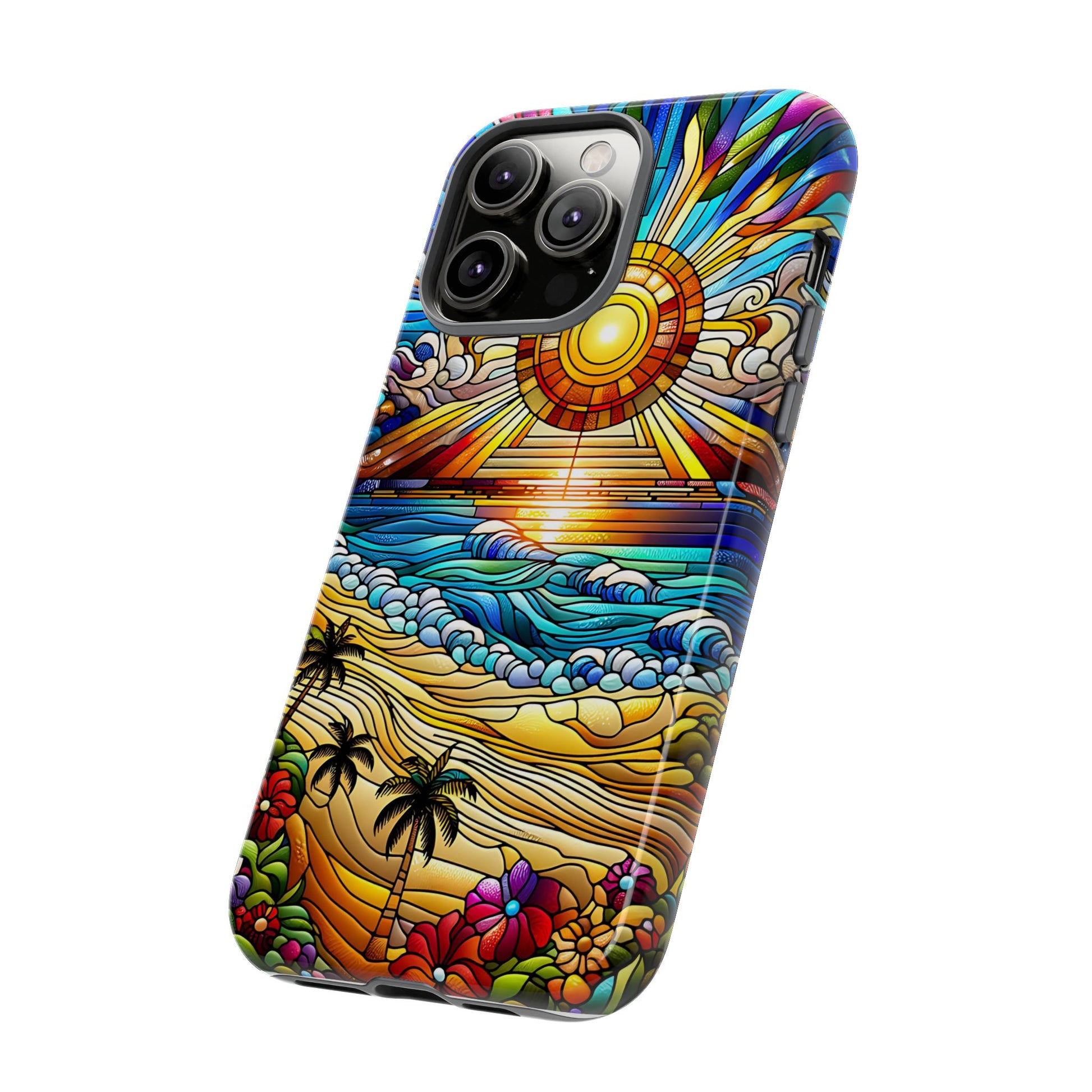 Stained Glass Tough Cases, Protective Phone Case, Nature Inspired Smartphone Cover, Beach Day Summer Accessories, Ocean Lover Gift