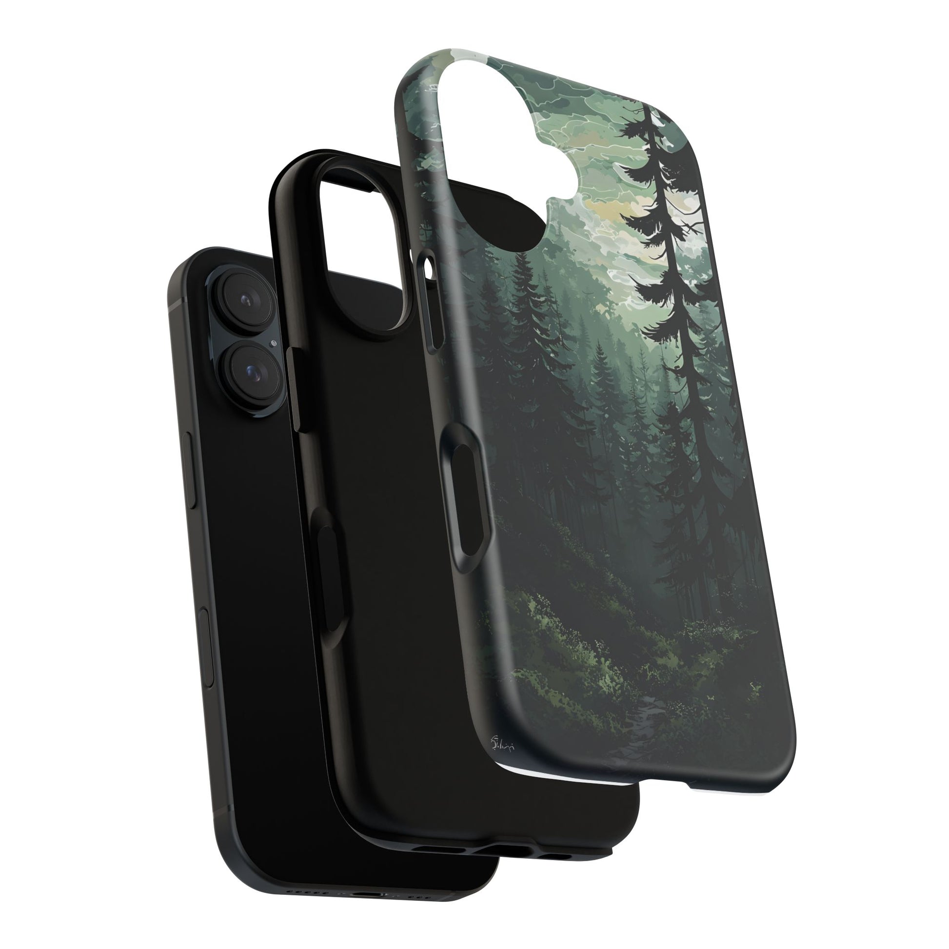 Phone Case, Serene Forest Landscape Digital Illustration Phone Case Cover, Tough Protective Cover, Unique Gift, Trendy