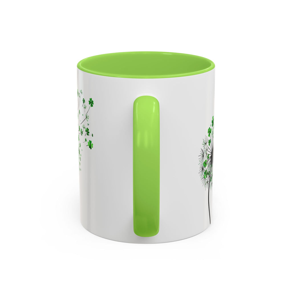 Dandelion Mugs, Watercolor Floral Coffee Cups, Shamrock Tea Mug, Nature Lover Gift, St. Patrick's Day Kitchen Decor