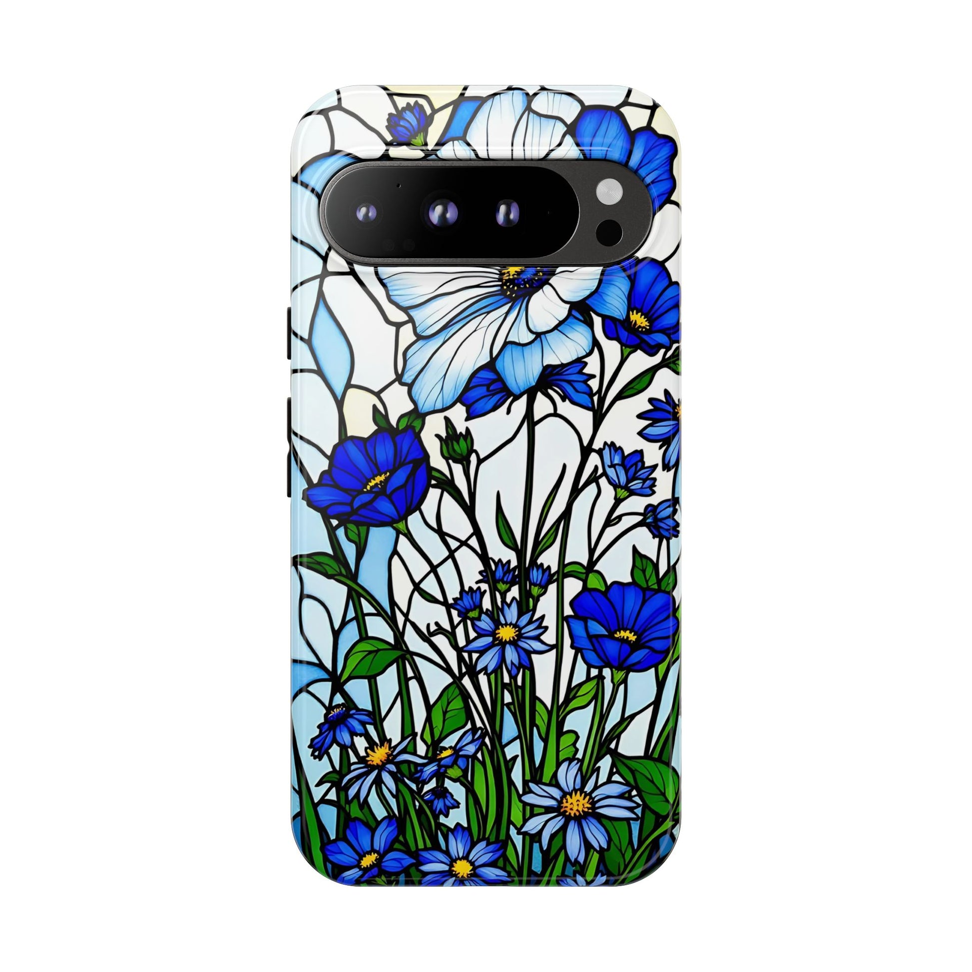 Botanical Stained Glass Tough Case - Floral Phone Cover, Protective Phone Case, Flower Pattern Phone Shell, Nature Inspired Smartphone Case,