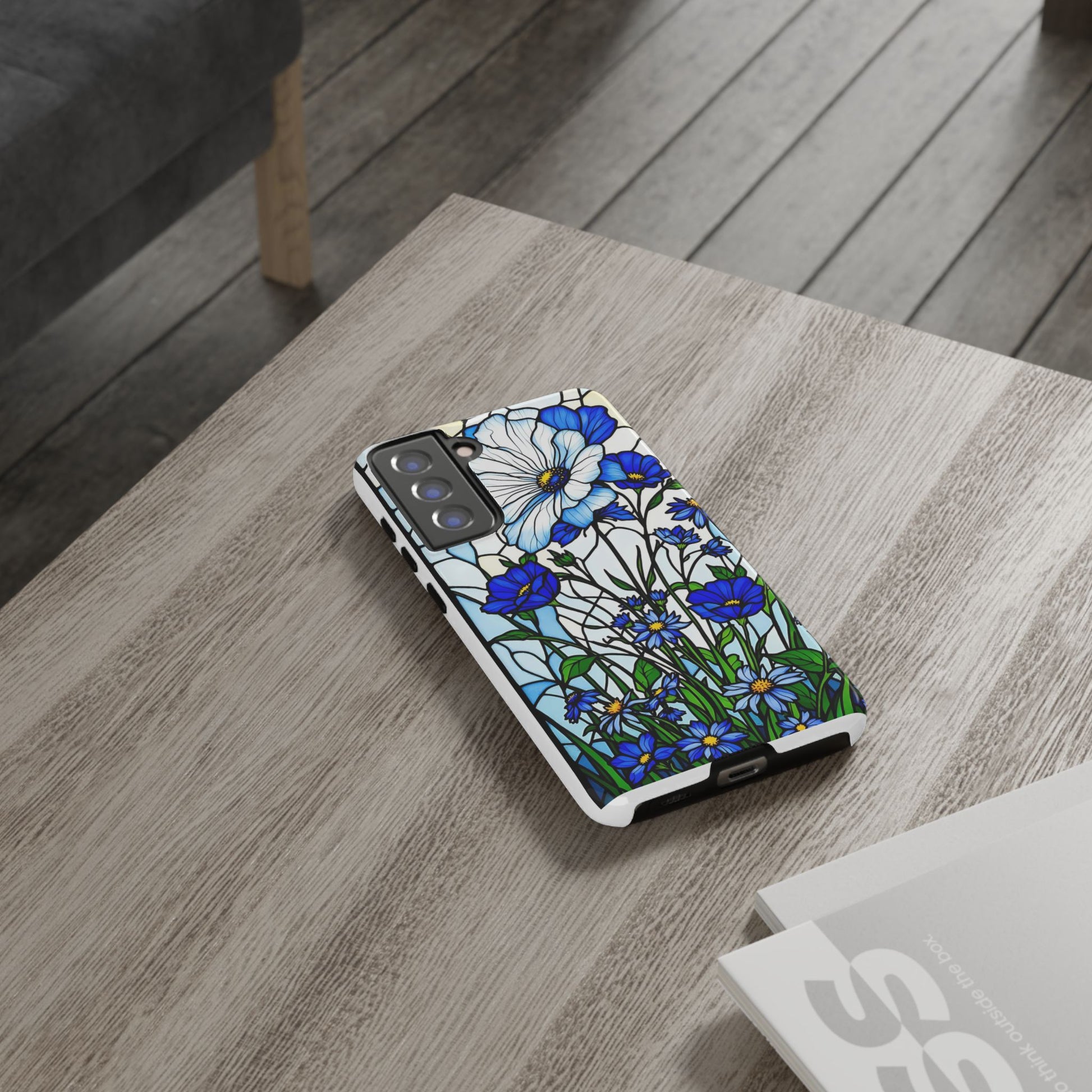 Botanical Stained Glass Tough Case - Floral Phone Cover, Protective Phone Case, Flower Pattern Phone Shell, Nature Inspired Smartphone Case,