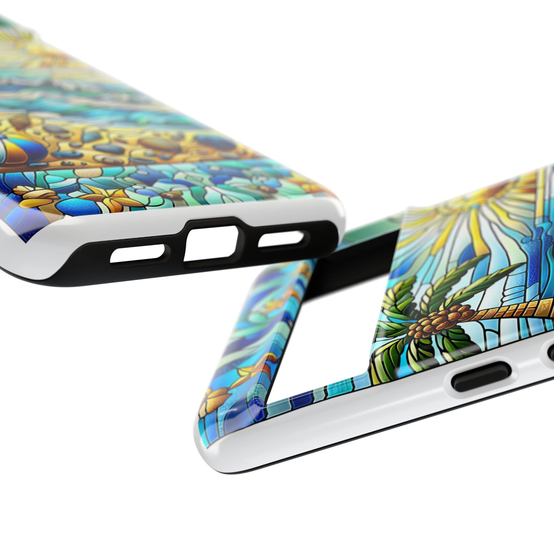Stained Glass Tough Case, Protective Phone Case, Nature Inspired Smartphone Case, Summer Beach Play Day Phone Cover, Tough Phone Case for