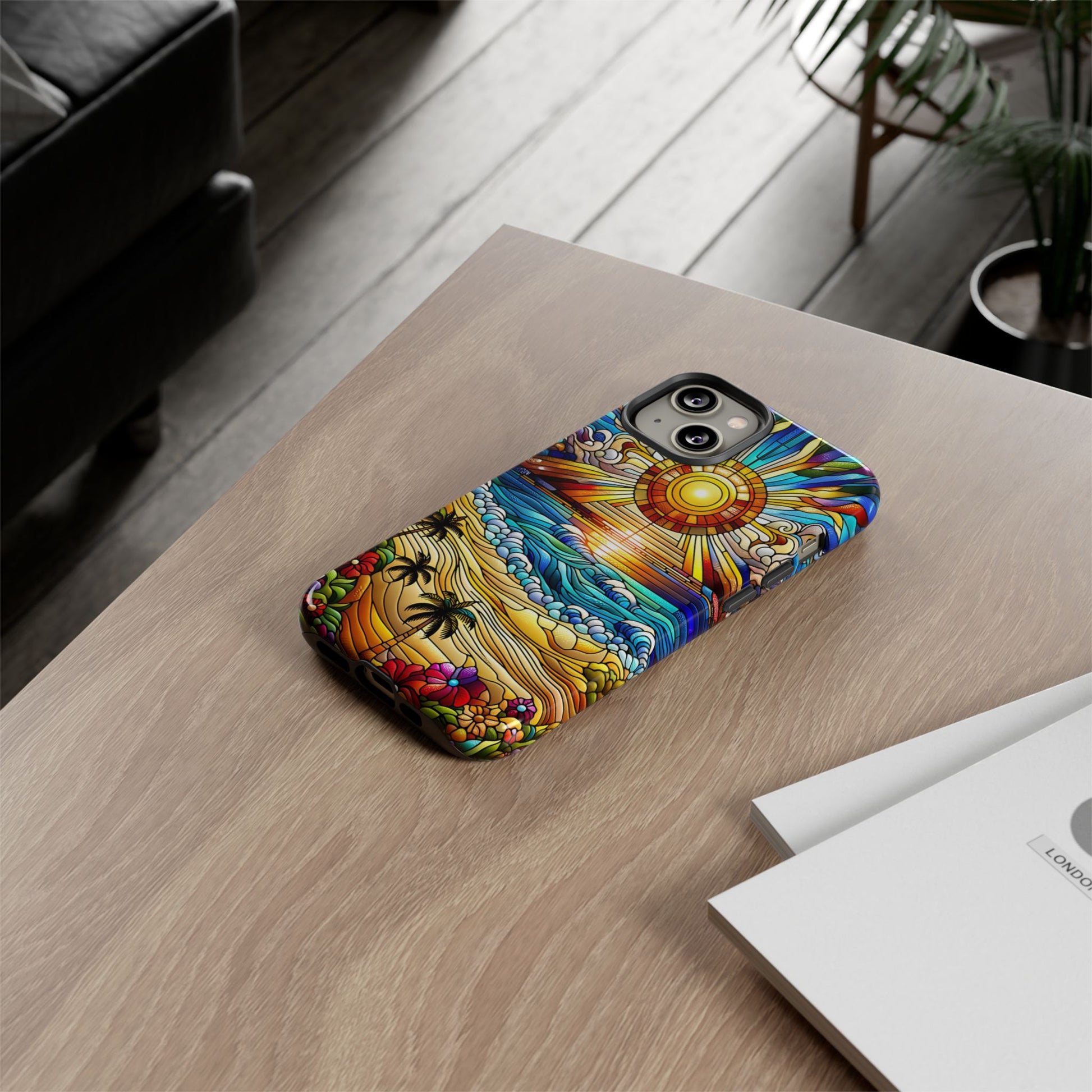 Stained Glass Tough Cases, Protective Phone Case, Nature Inspired Smartphone Cover, Beach Day Summer Accessories, Ocean Lover Gift