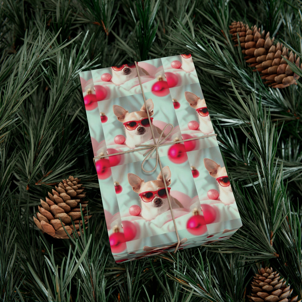 Gift Wrap Papers, Chihuahua In Sunglasses Over Soft Pastel - Wrapping Sheets, Cute Dog Lover Gift, Animal Print, Pet Owner Supplies, Pastel