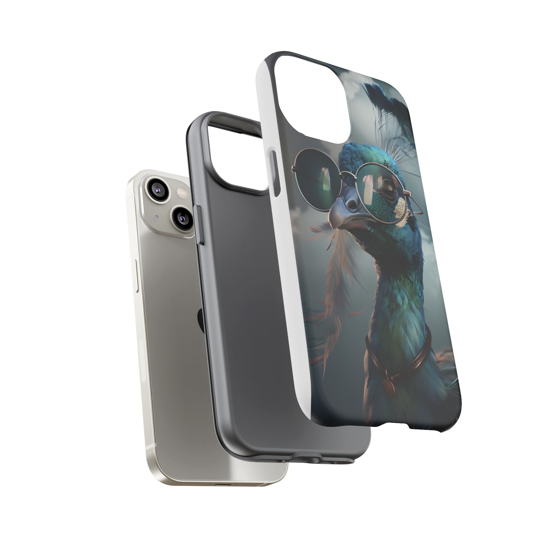 Phone Case, Peacock Design, Neon Lighting, Unique Gift, Hard Shell Cover, Protective Sleeve