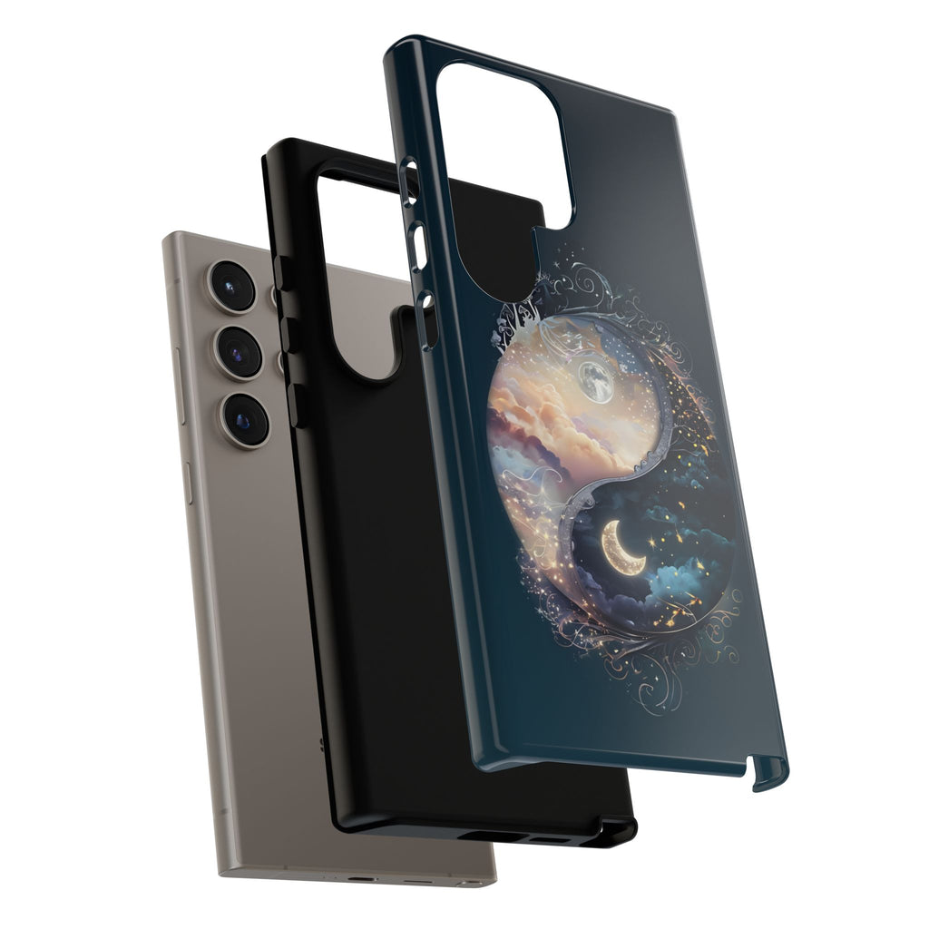 Phone Case, Yin-Yang Symbol Design, Whimsical Day Night Fantasy Print, Protective Cover, Tough Skin, Phone Accessories, Phone Protection