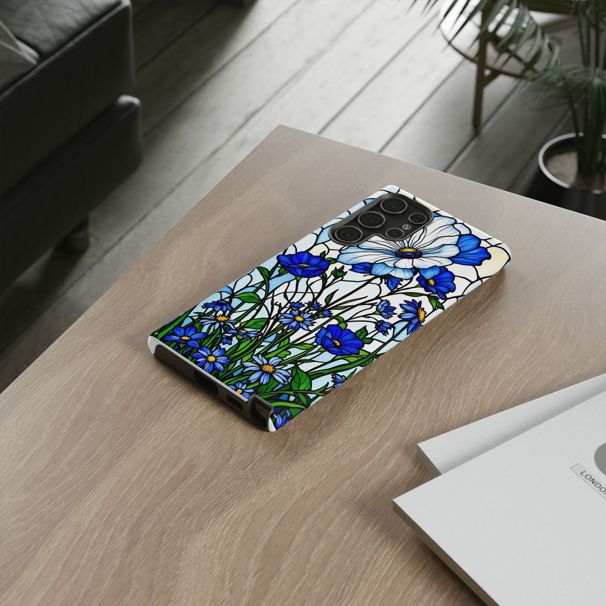 Botanical Stained Glass Tough Case - Floral Phone Cover, Protective Phone Case, Flower Pattern Phone Shell, Nature Inspired Smartphone Case,