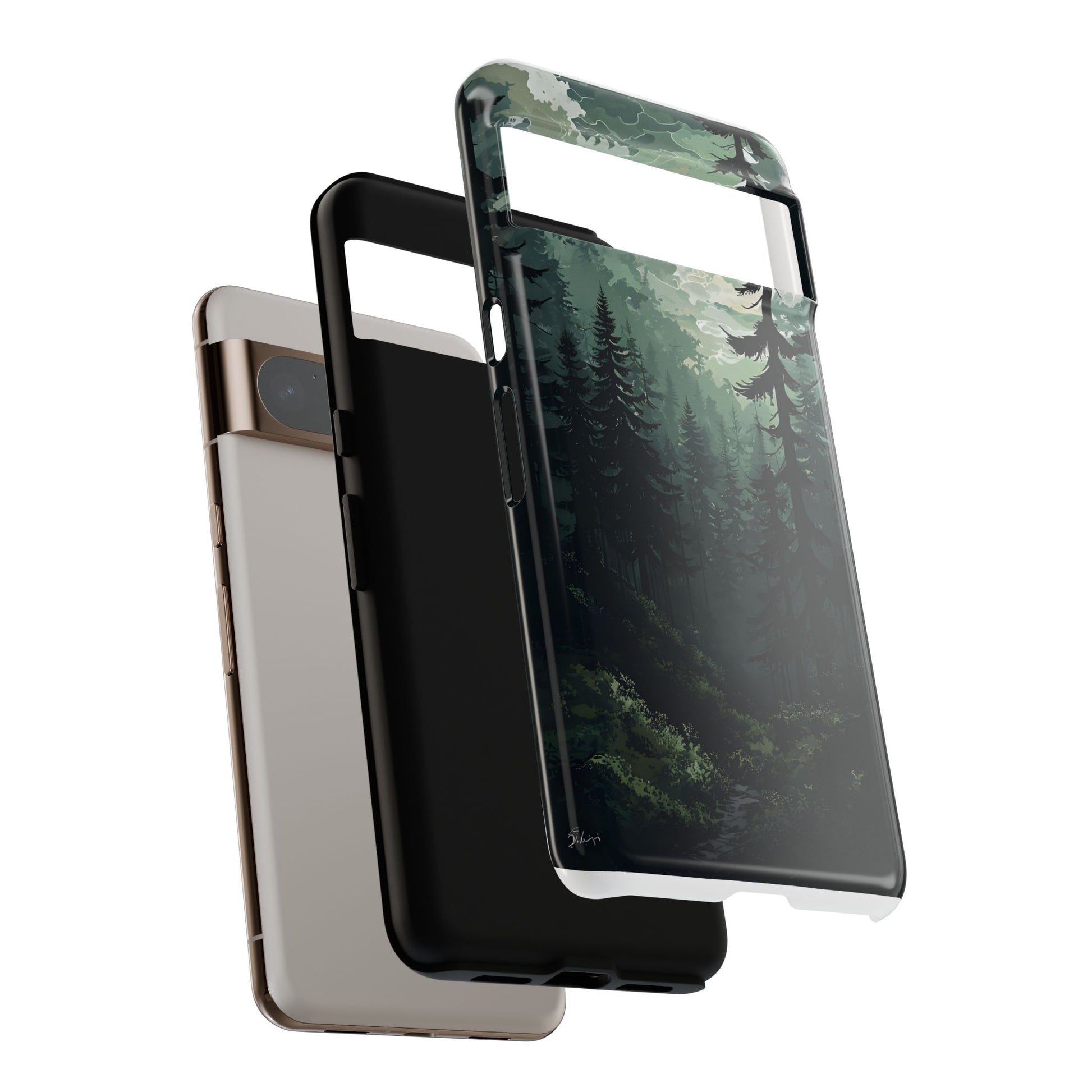 Phone Case, Serene Forest Landscape Digital Illustration Phone Case Cover, Tough Protective Cover, Unique Gift, Trendy