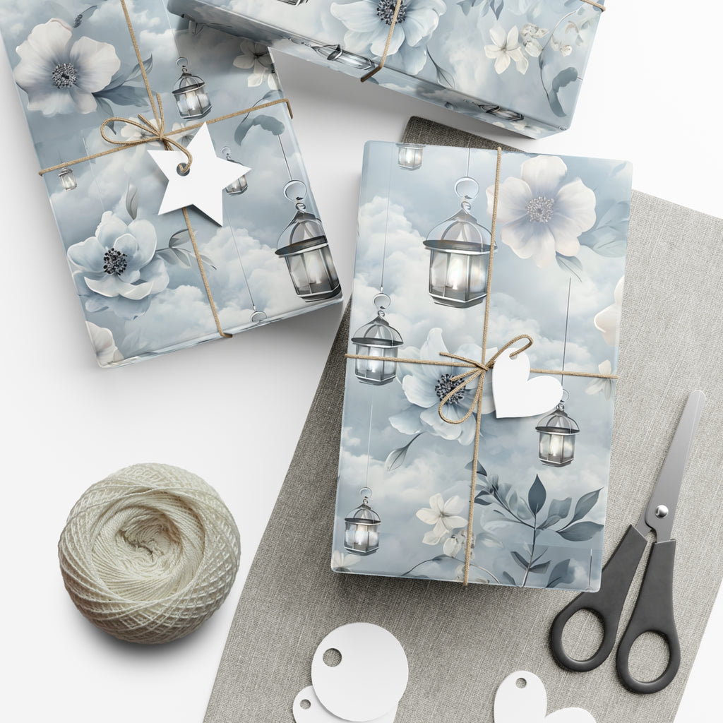 Gift Wrap Papers, Wrapping Paper, Gift Wrap Roll, Floral Lantern Design, Birthday Present, Packaging Supplies