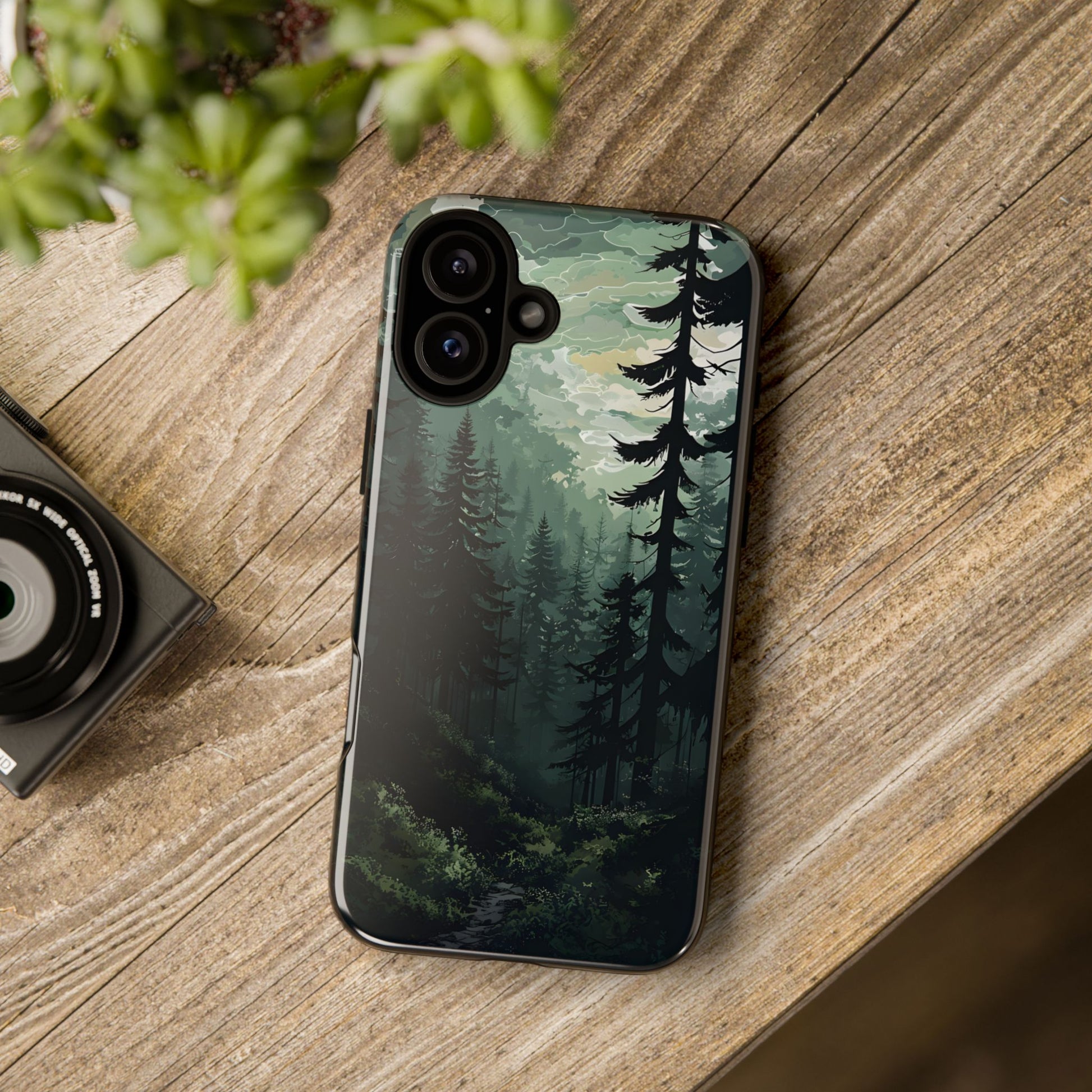 Phone Case, Serene Forest Landscape Digital Illustration Phone Case Cover, Tough Protective Cover, Unique Gift, Trendy